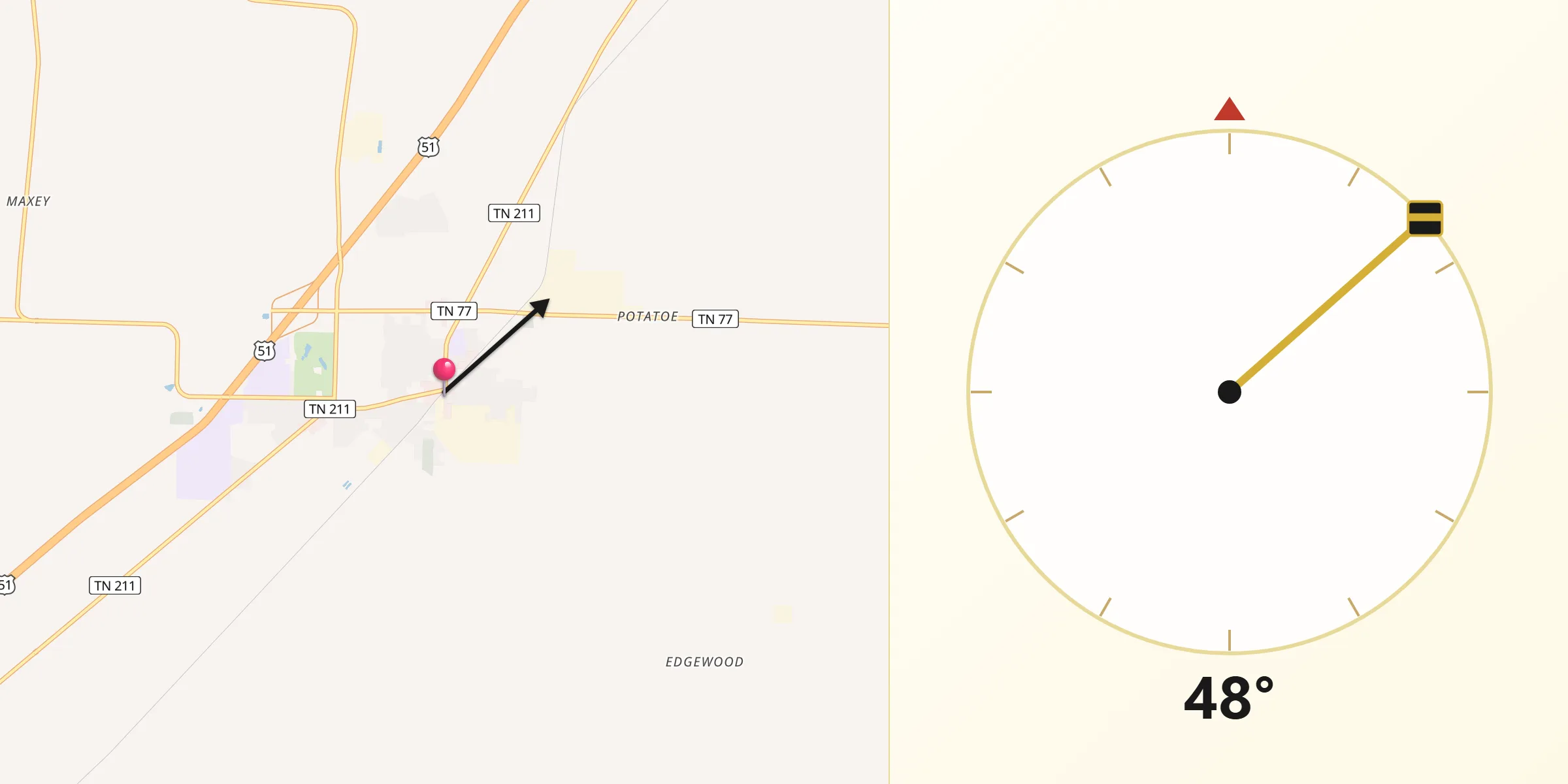 Qibla Direction from Newbern