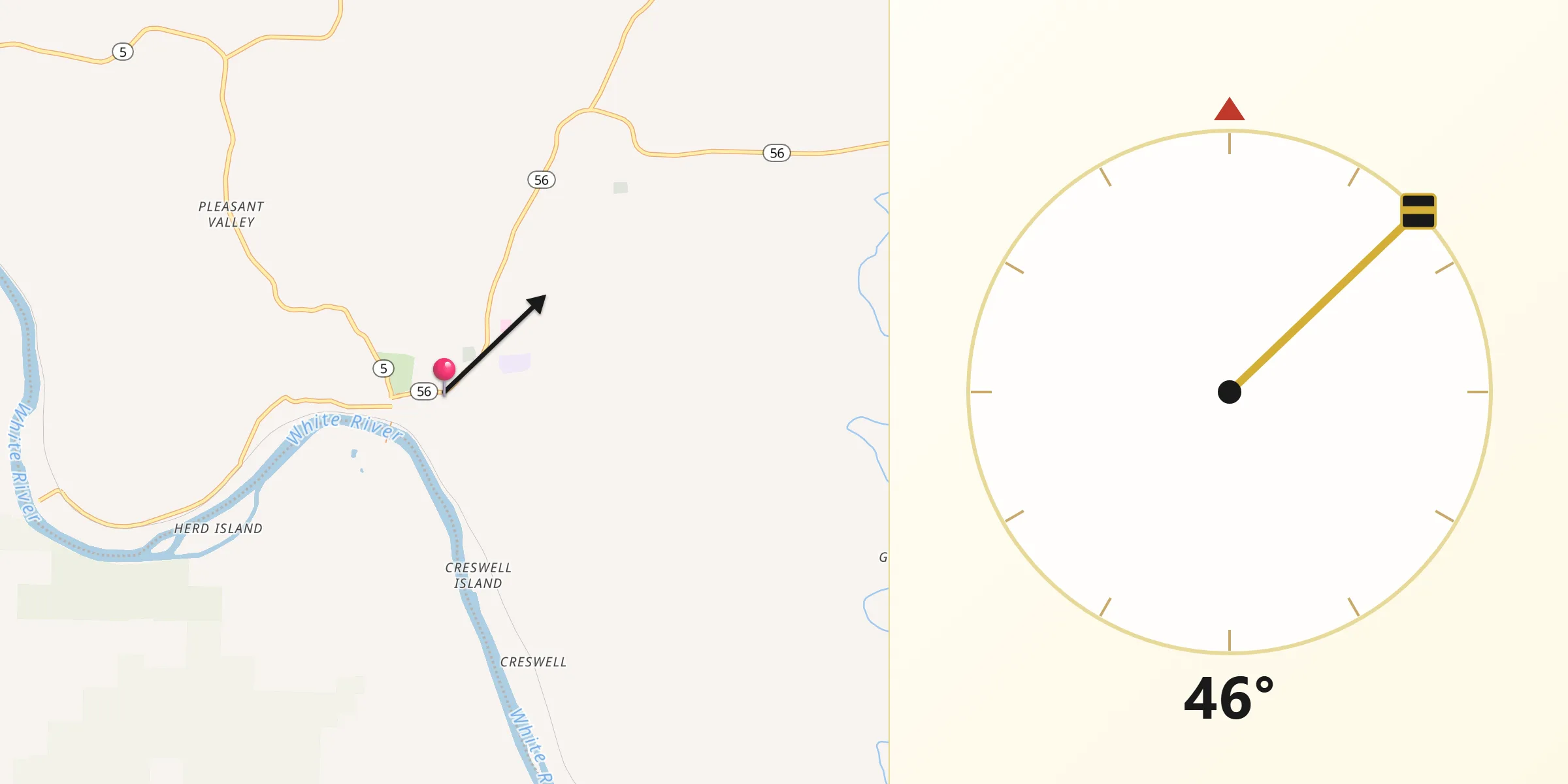 Qibla Direction from Calico Rock
