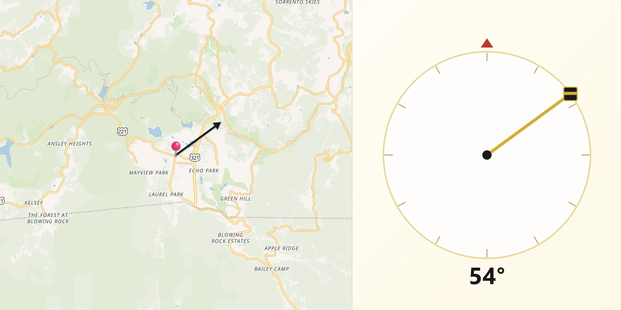 Qibla Direction from Blowing Rock