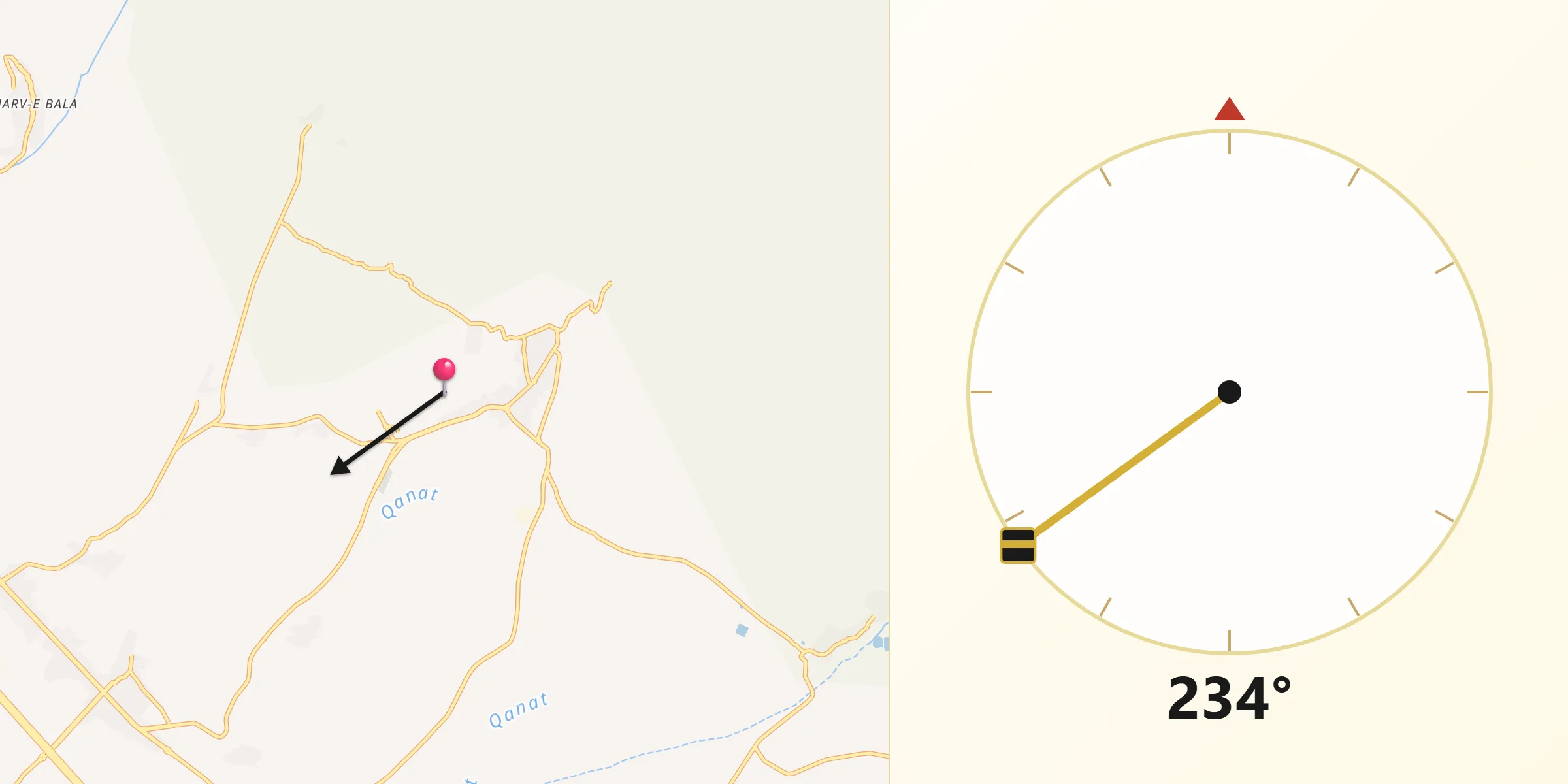 جهت قبله از دررود