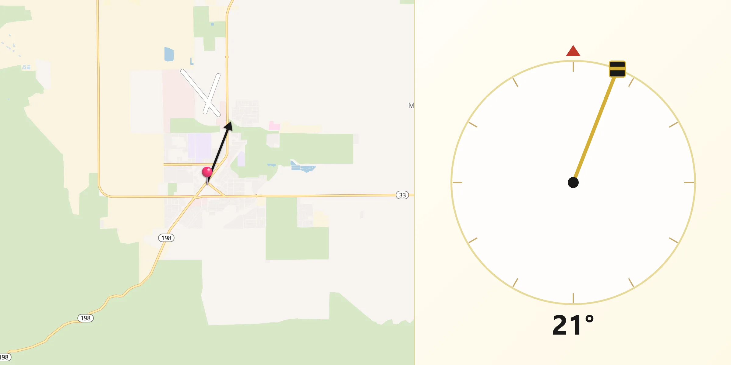 Qibla Direction from Coalinga
