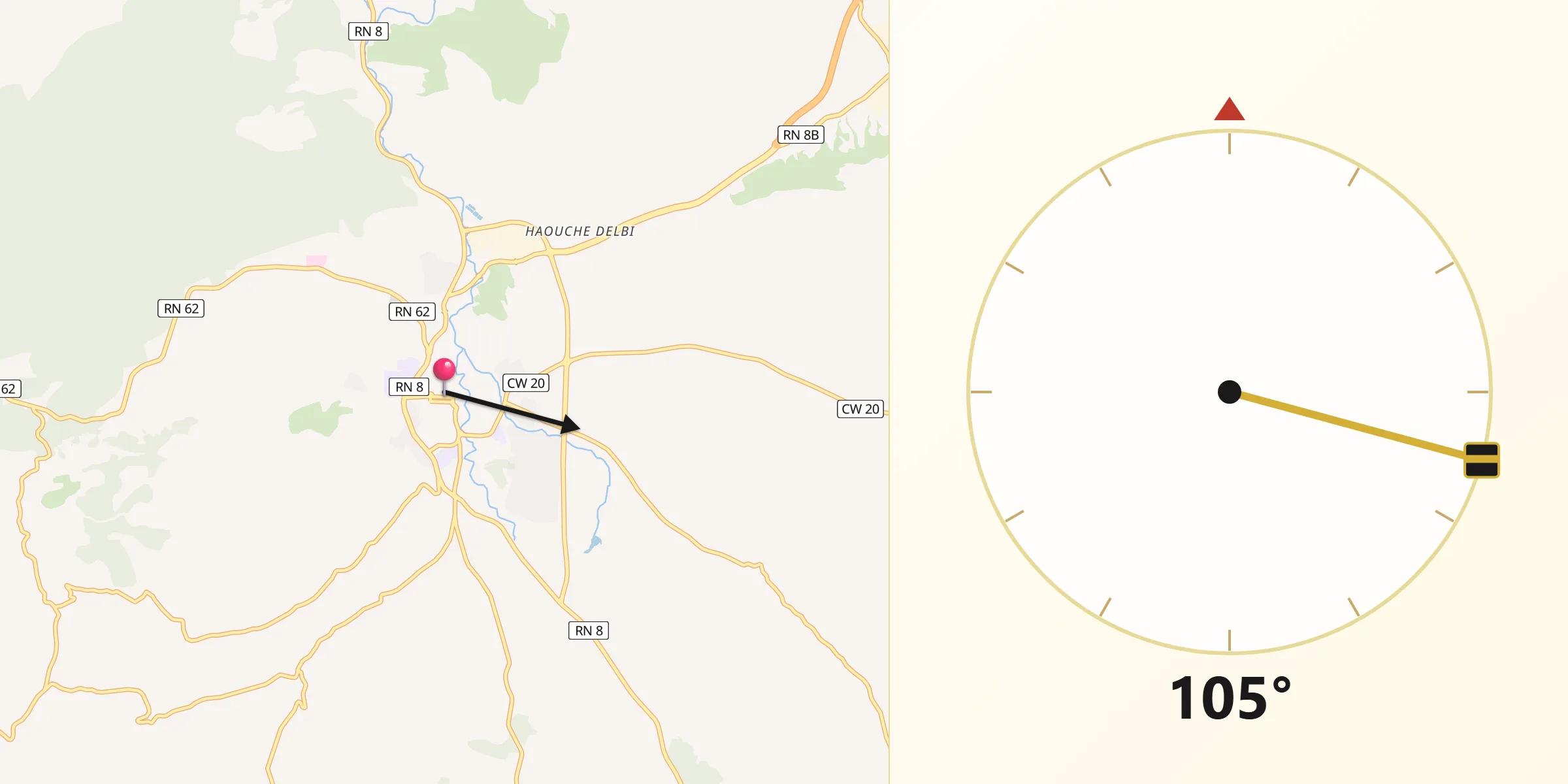 Direction vers la Qibla depuis Sour el Ghozlane