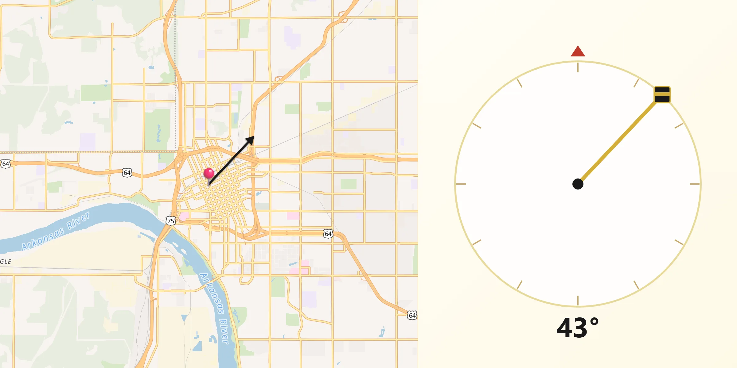 Qibla Direction from Tulsa