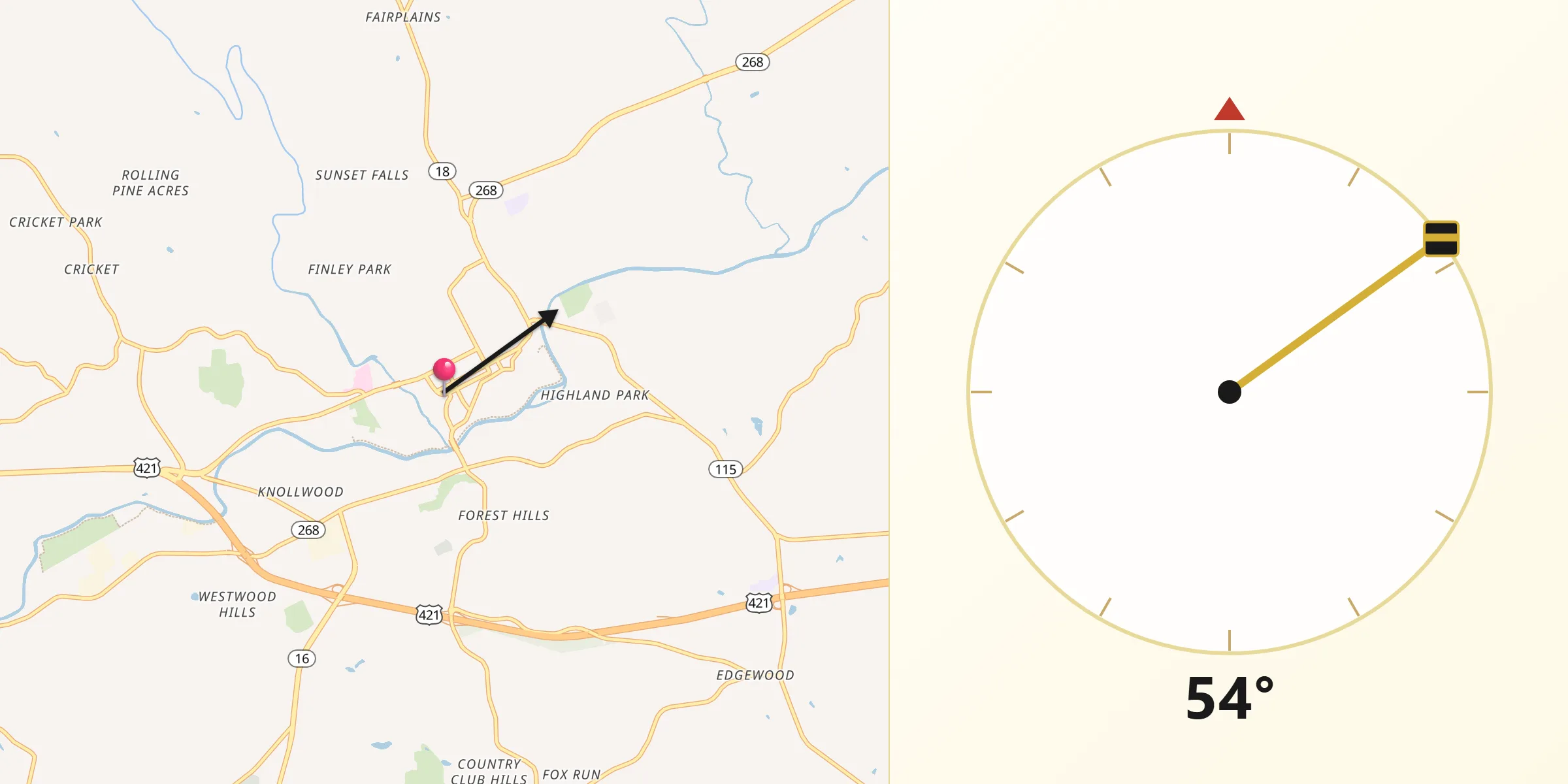 Qibla Direction from North Wilkesboro