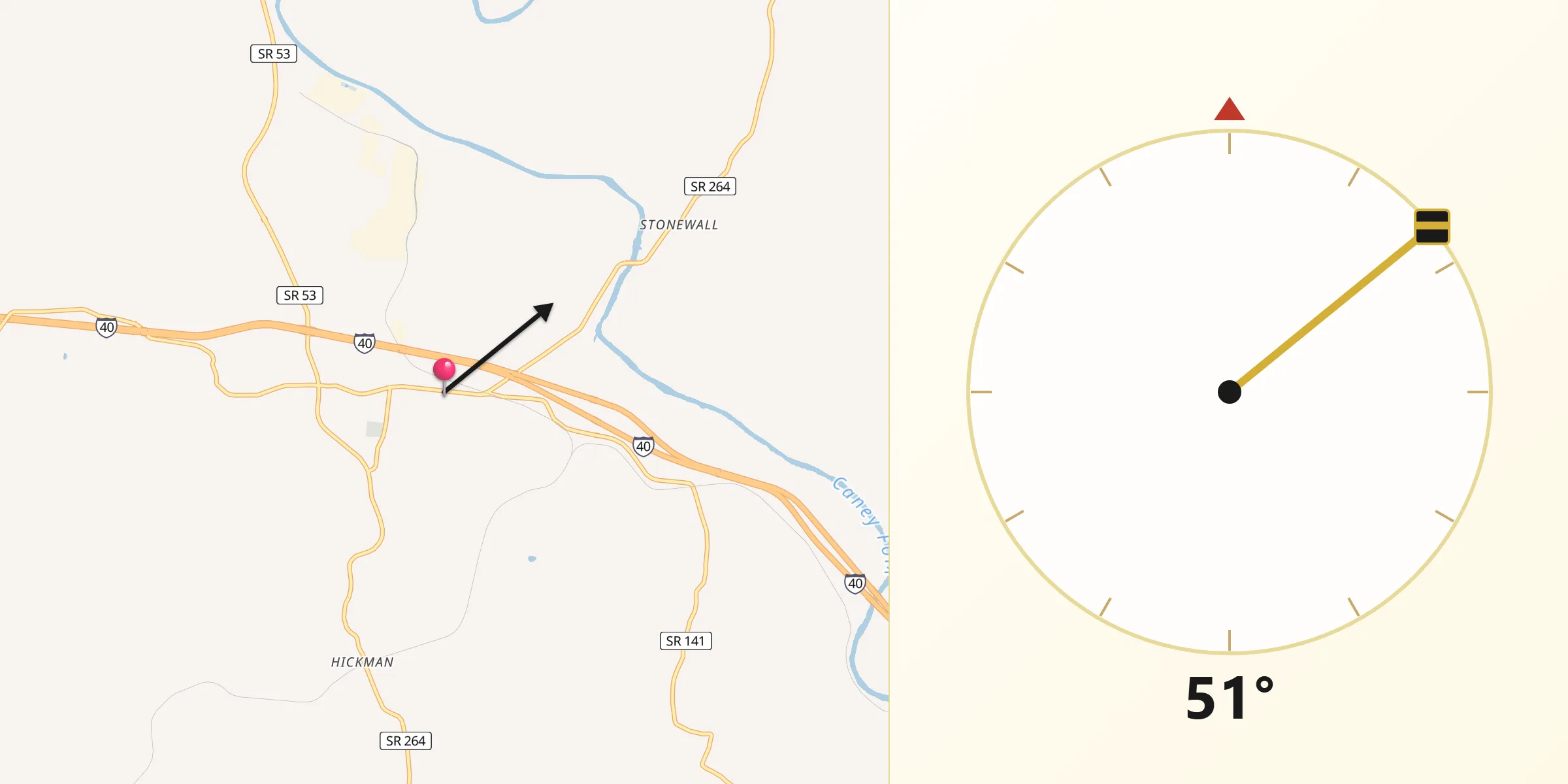Qibla Direction from Gordonsville