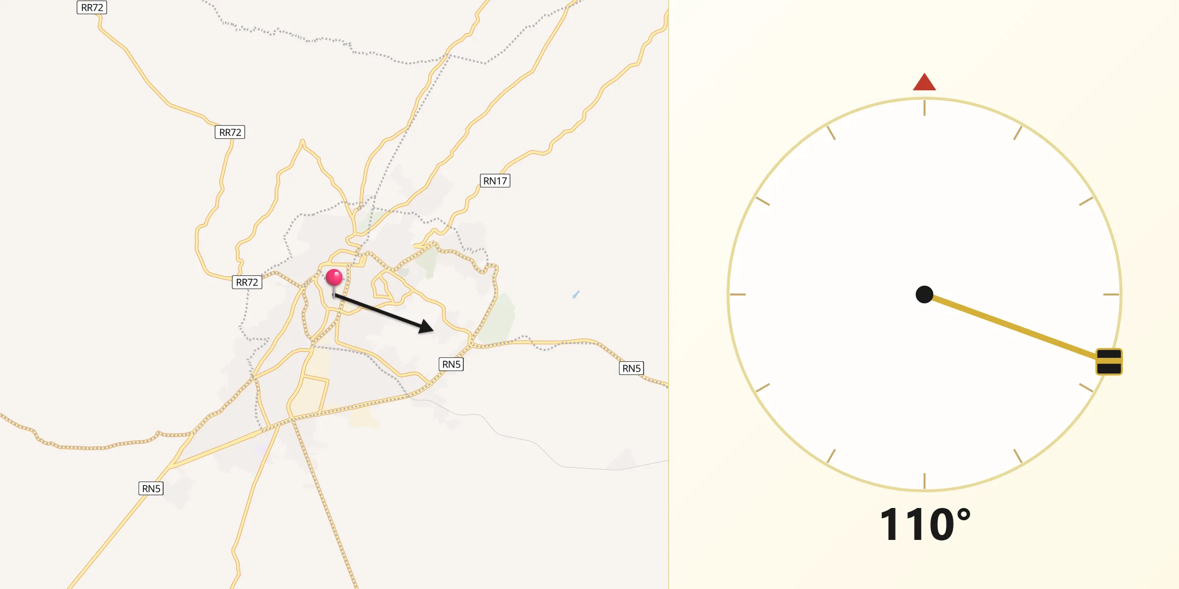 Direction vers la Qibla depuis El Kef