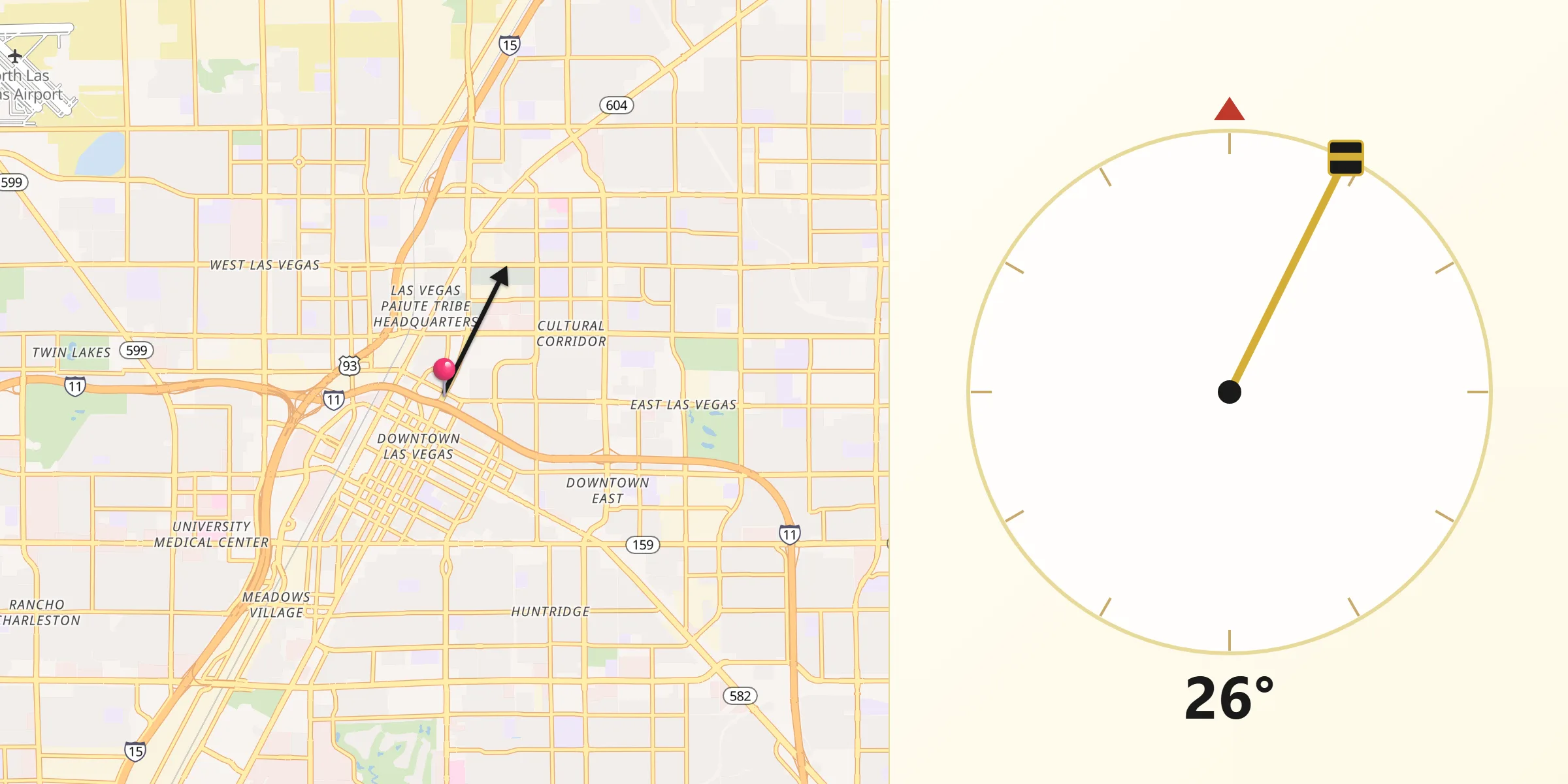 Qibla Direction from Las Vegas