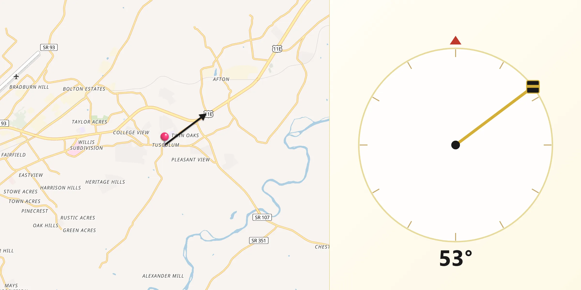 Qibla Direction from Tusculum