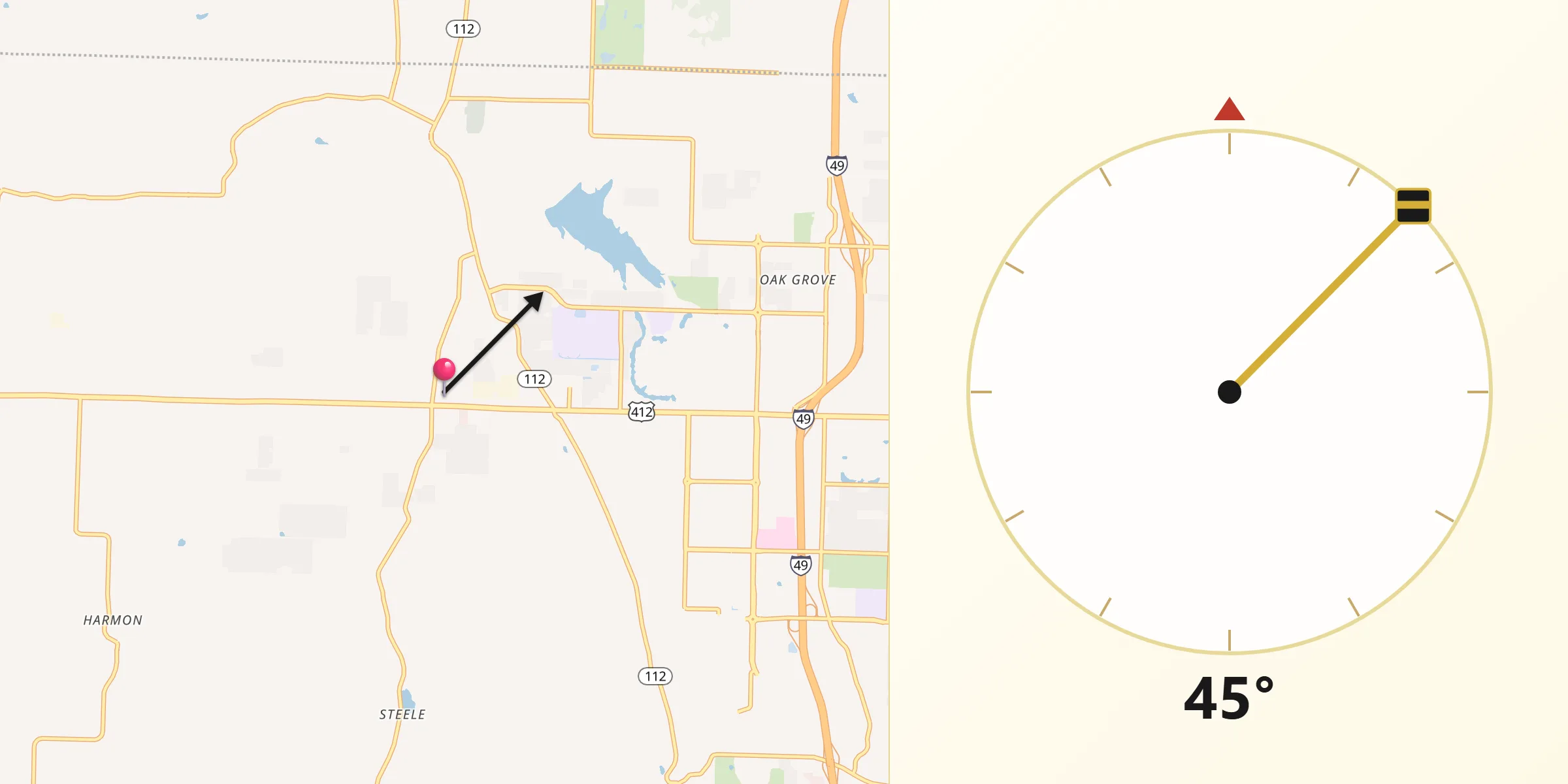 Qibla Direction from Tontitown