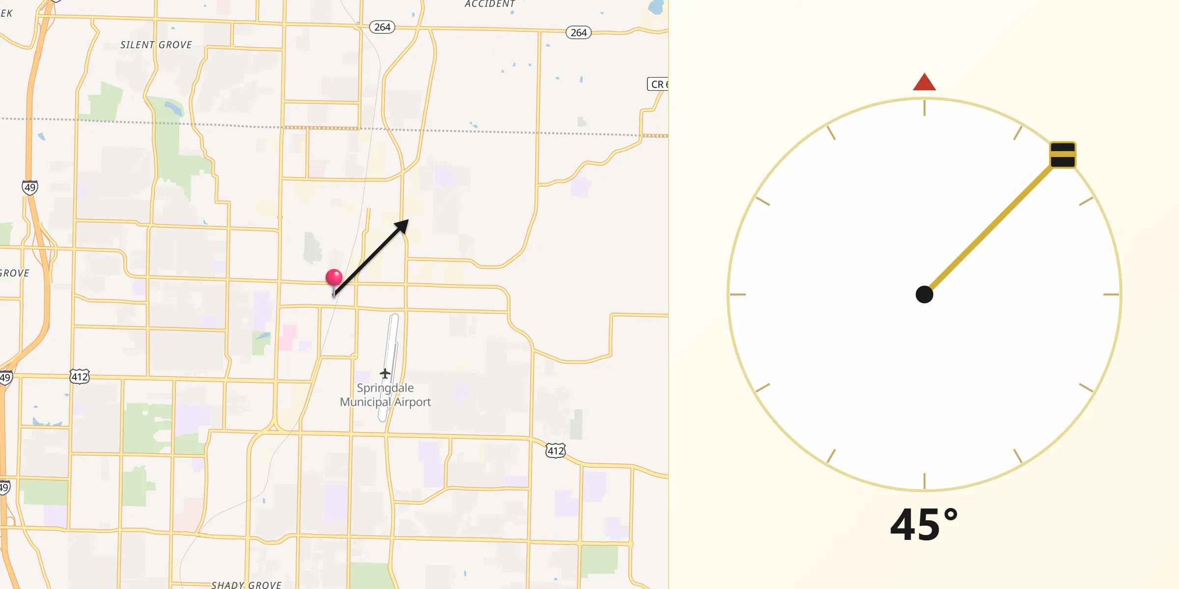 Qibla Direction from Springdale