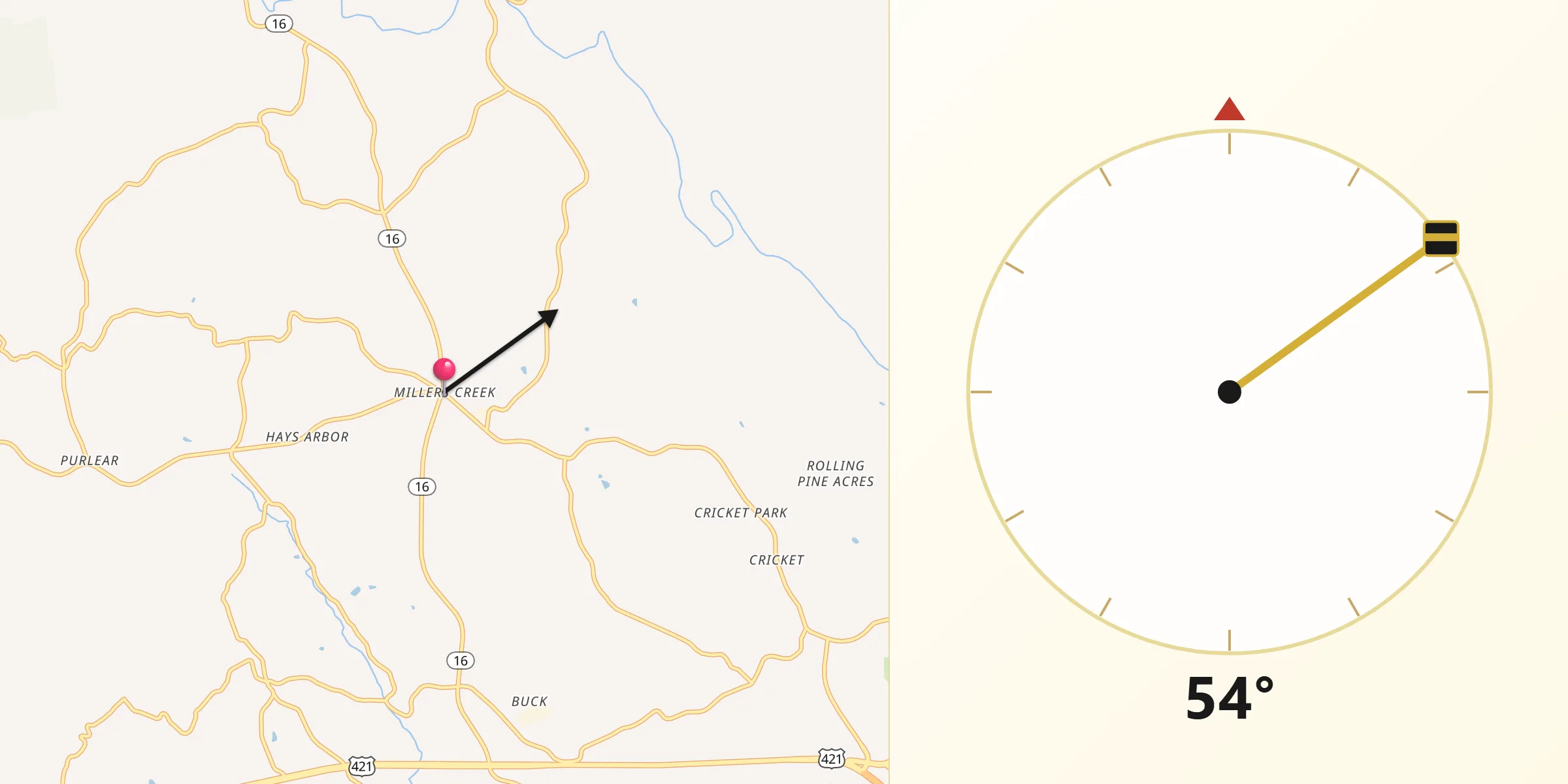 Qibla Direction from Millers Creek