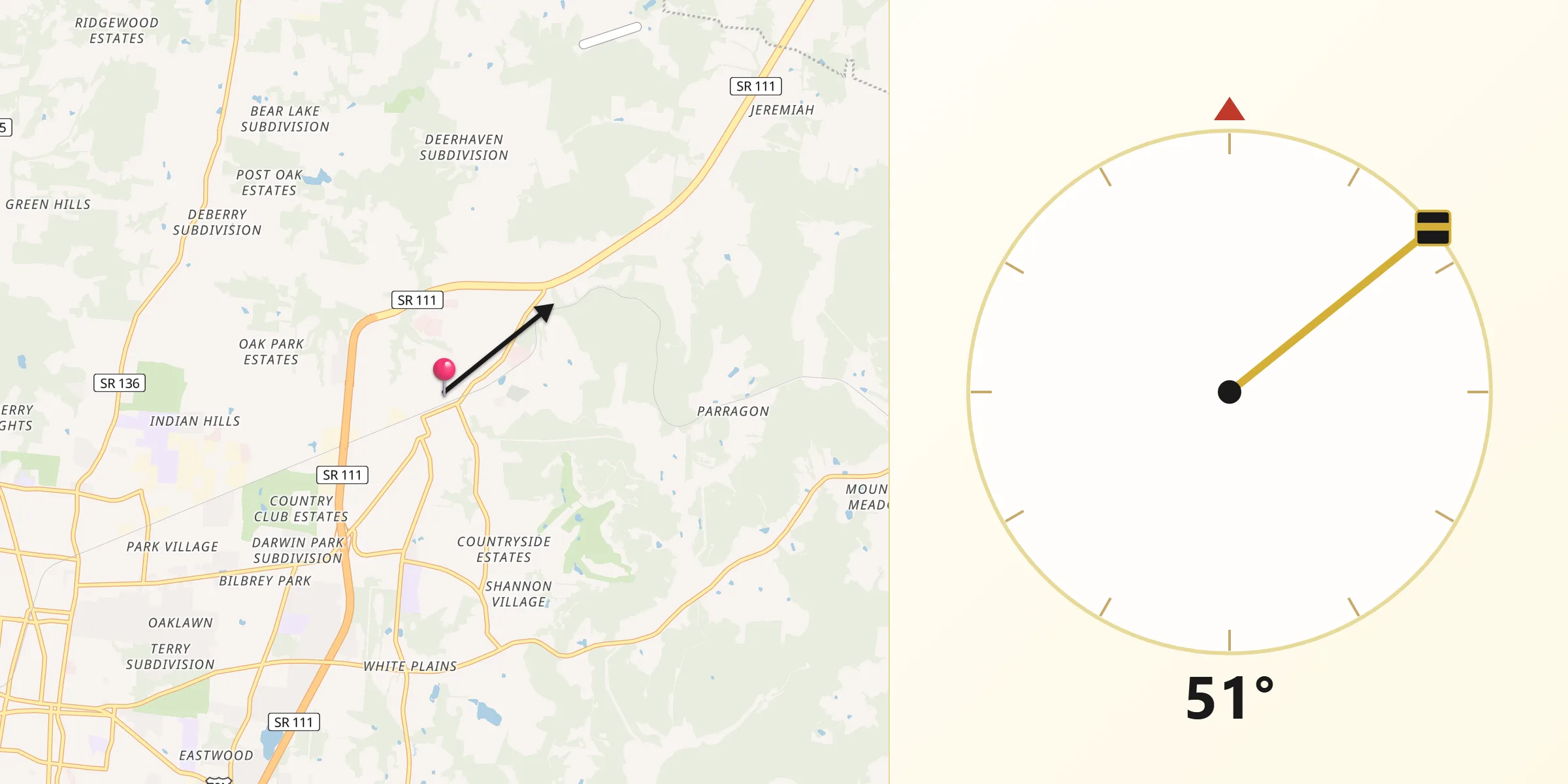 Qibla Direction from Algood
