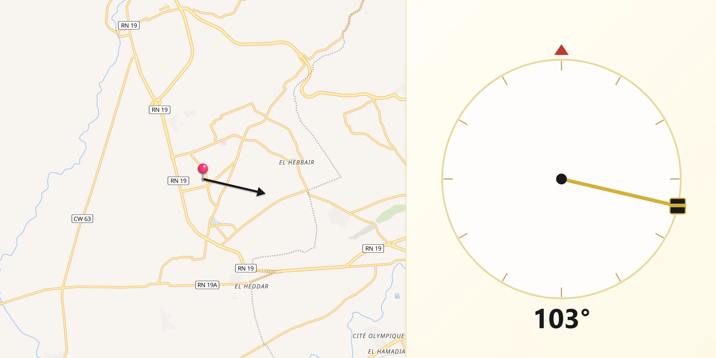 اتجاه القبلة من الشطية