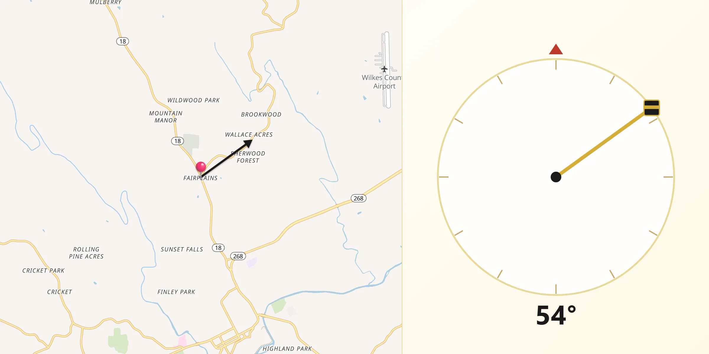 Qibla Direction from Fairplains
