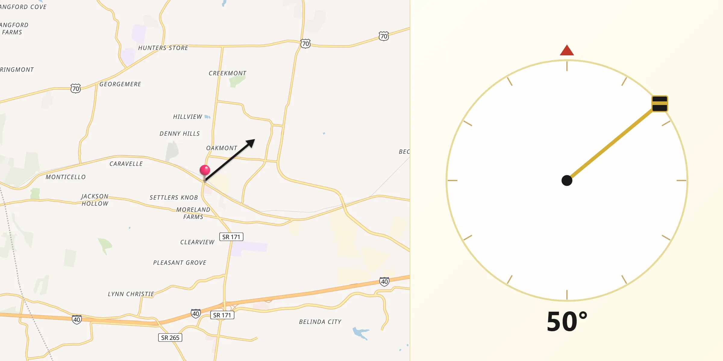 Qibla Direction from Mount Juliet