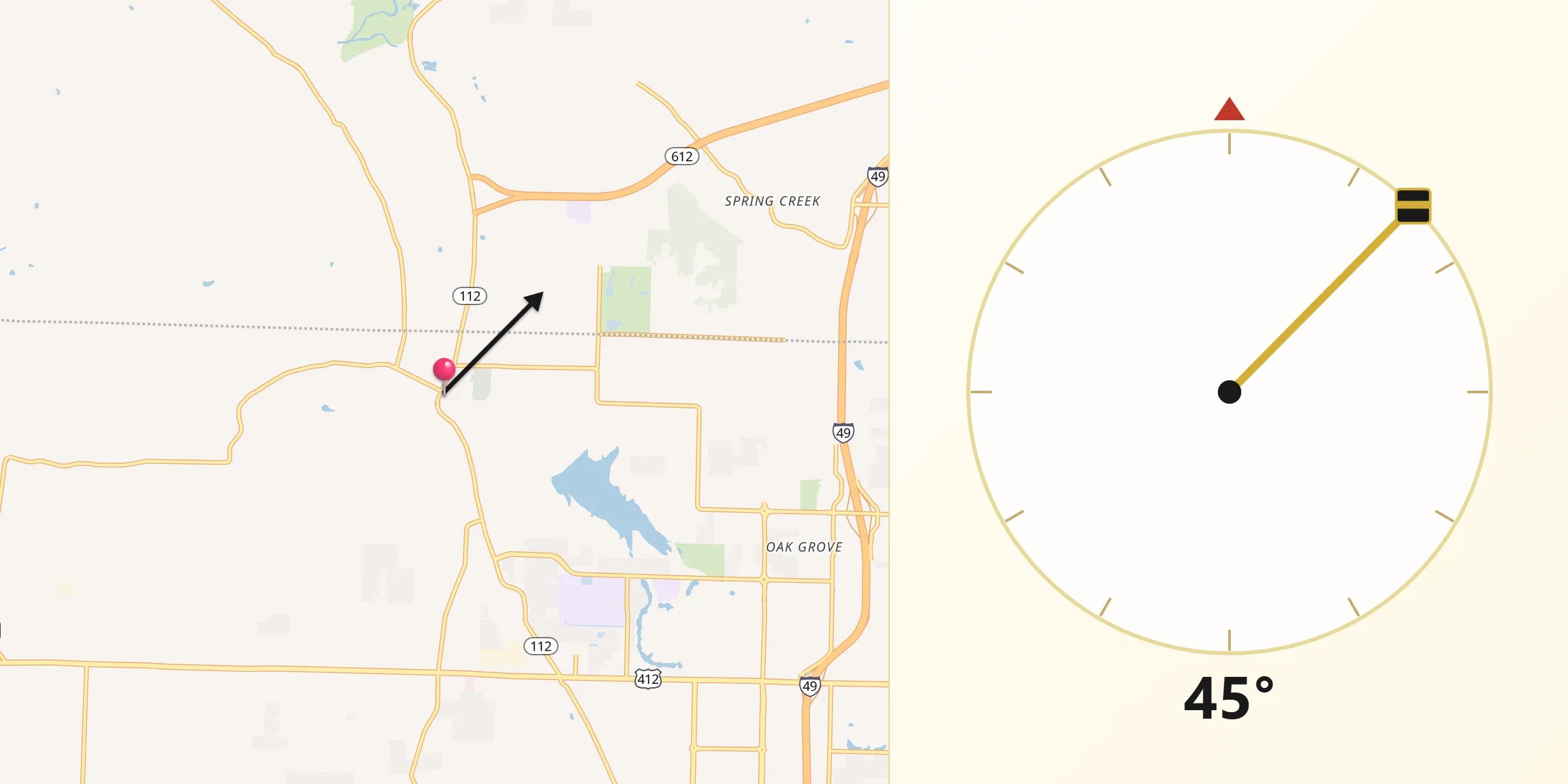 Qibla Direction from Elm Springs