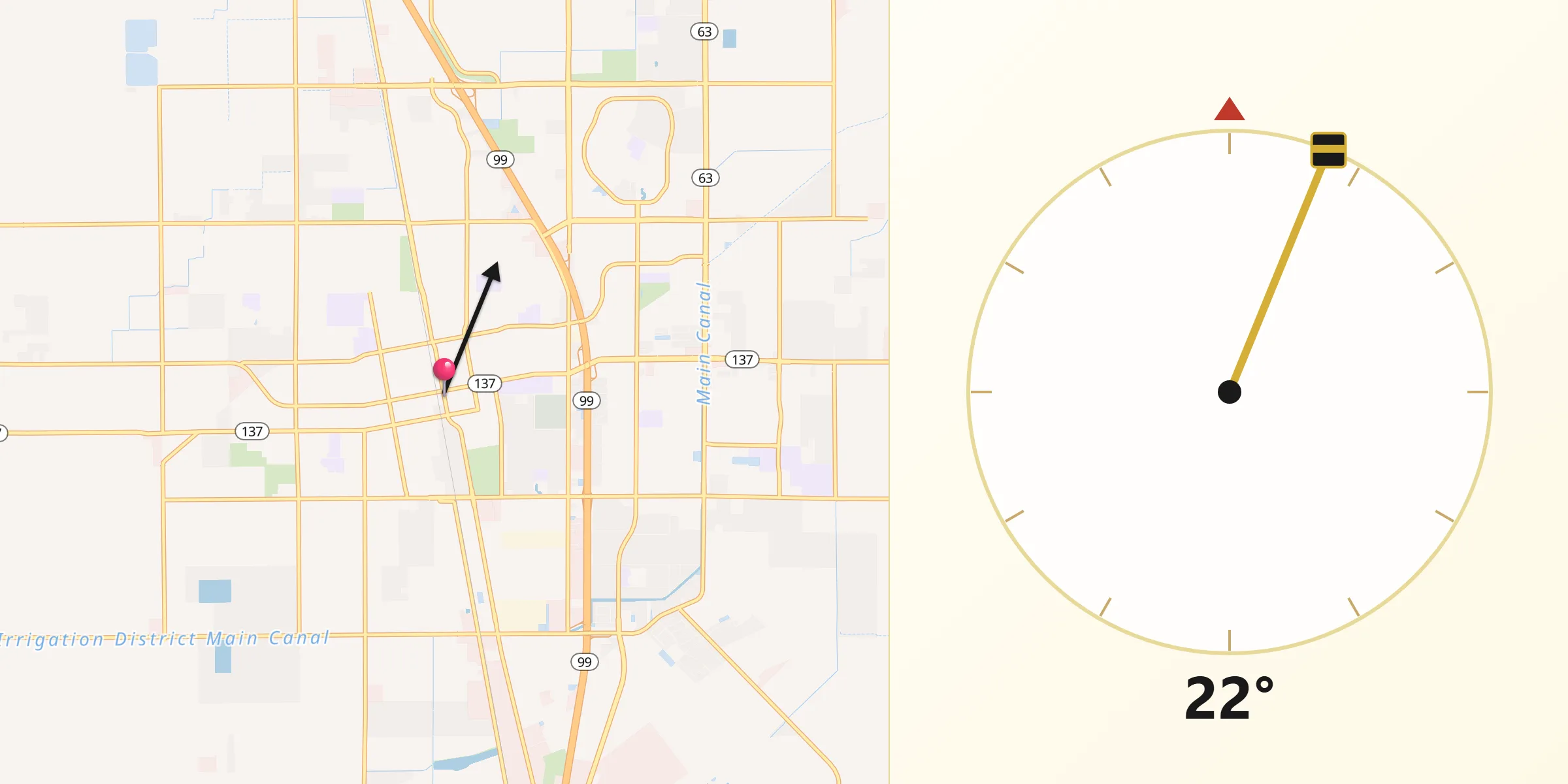 Qibla Direction from Tulare