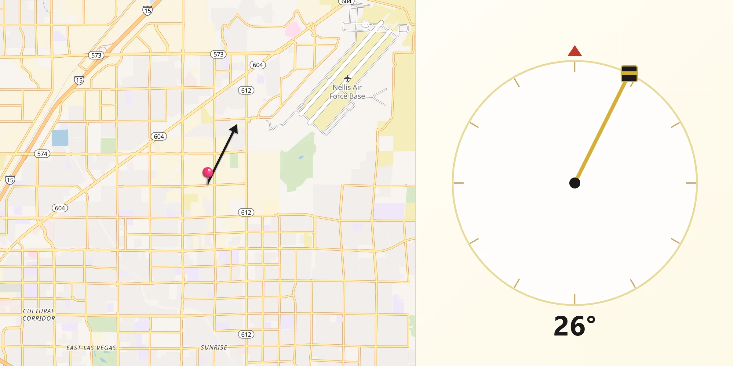 Qibla Direction from Sunrise Manor
