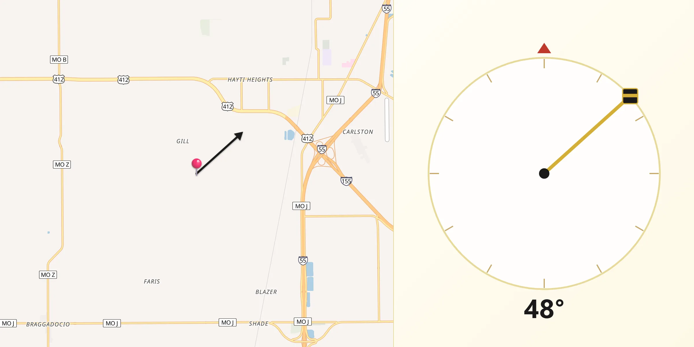 Qibla Direction from Pemiscot