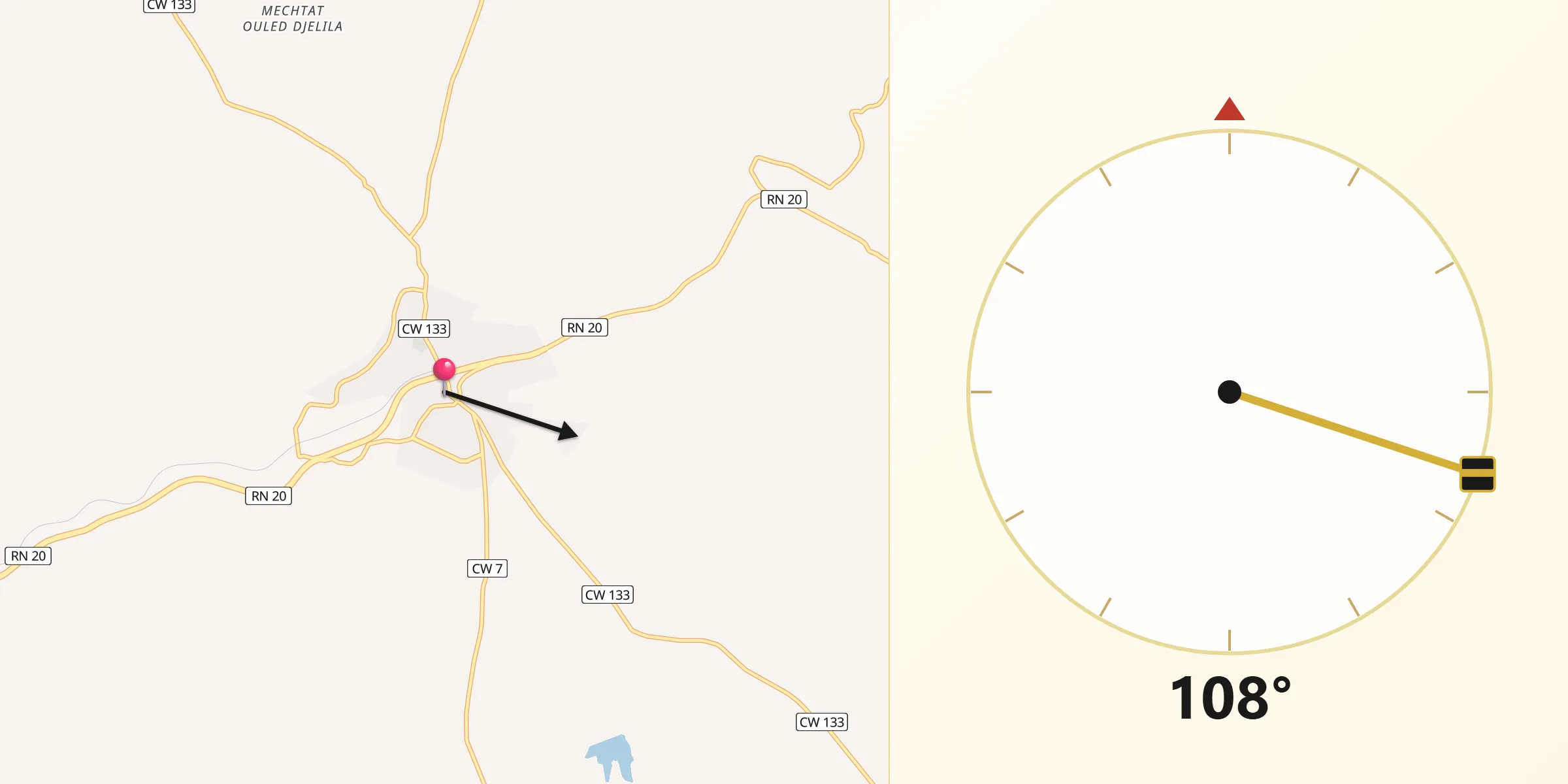 اتجاه القبلة من عين عبيد
