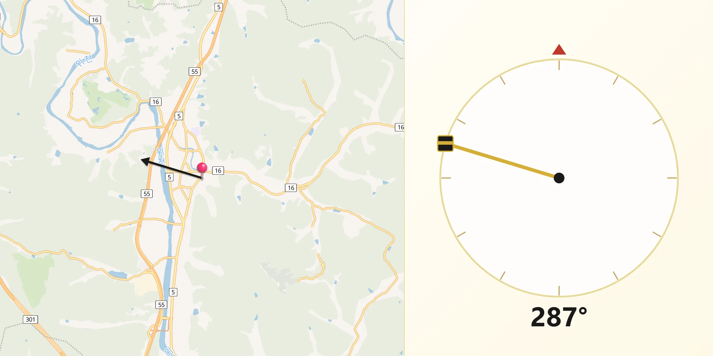군위에서 메카 방향