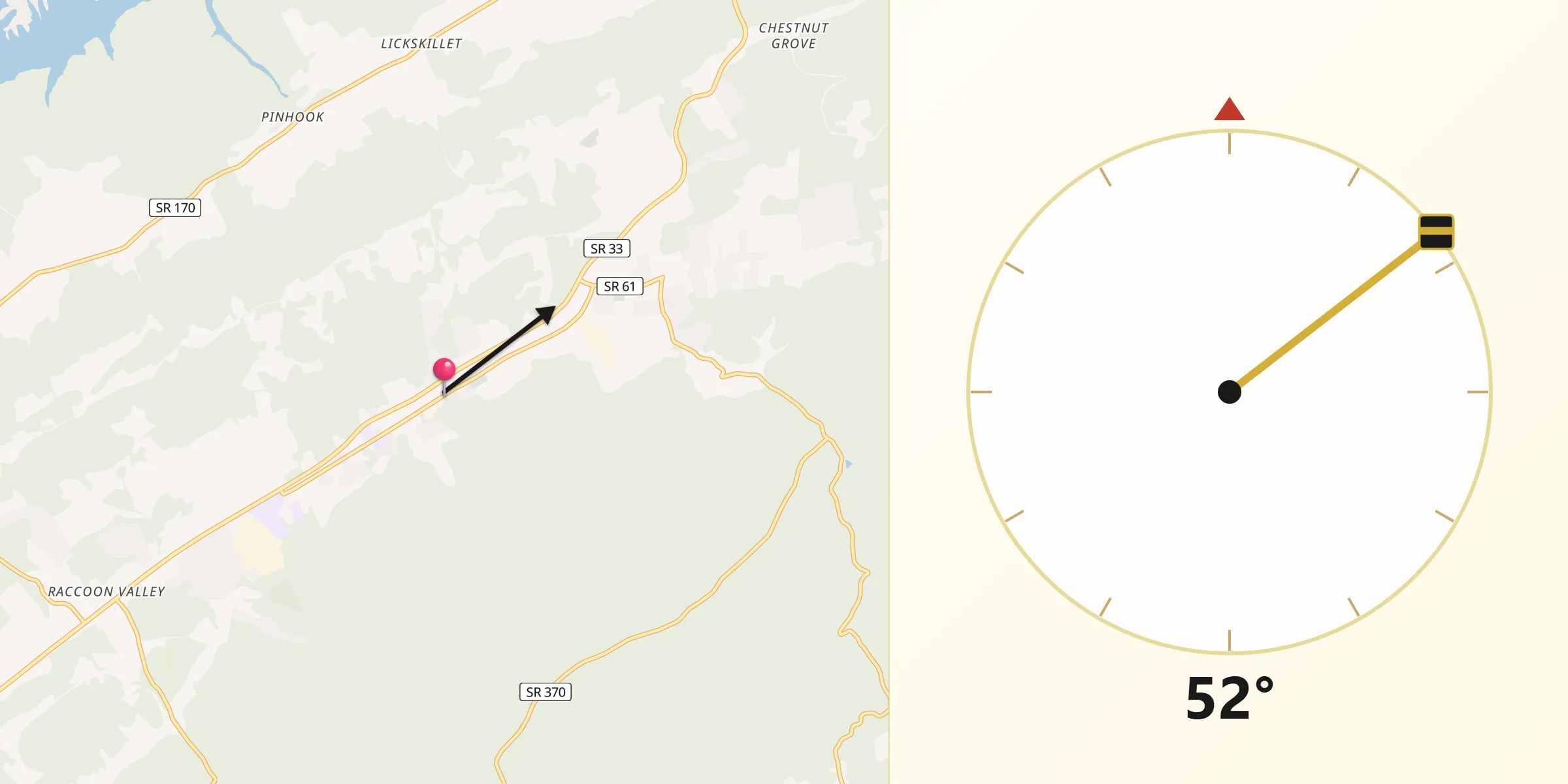 Qibla Direction from Maynardville