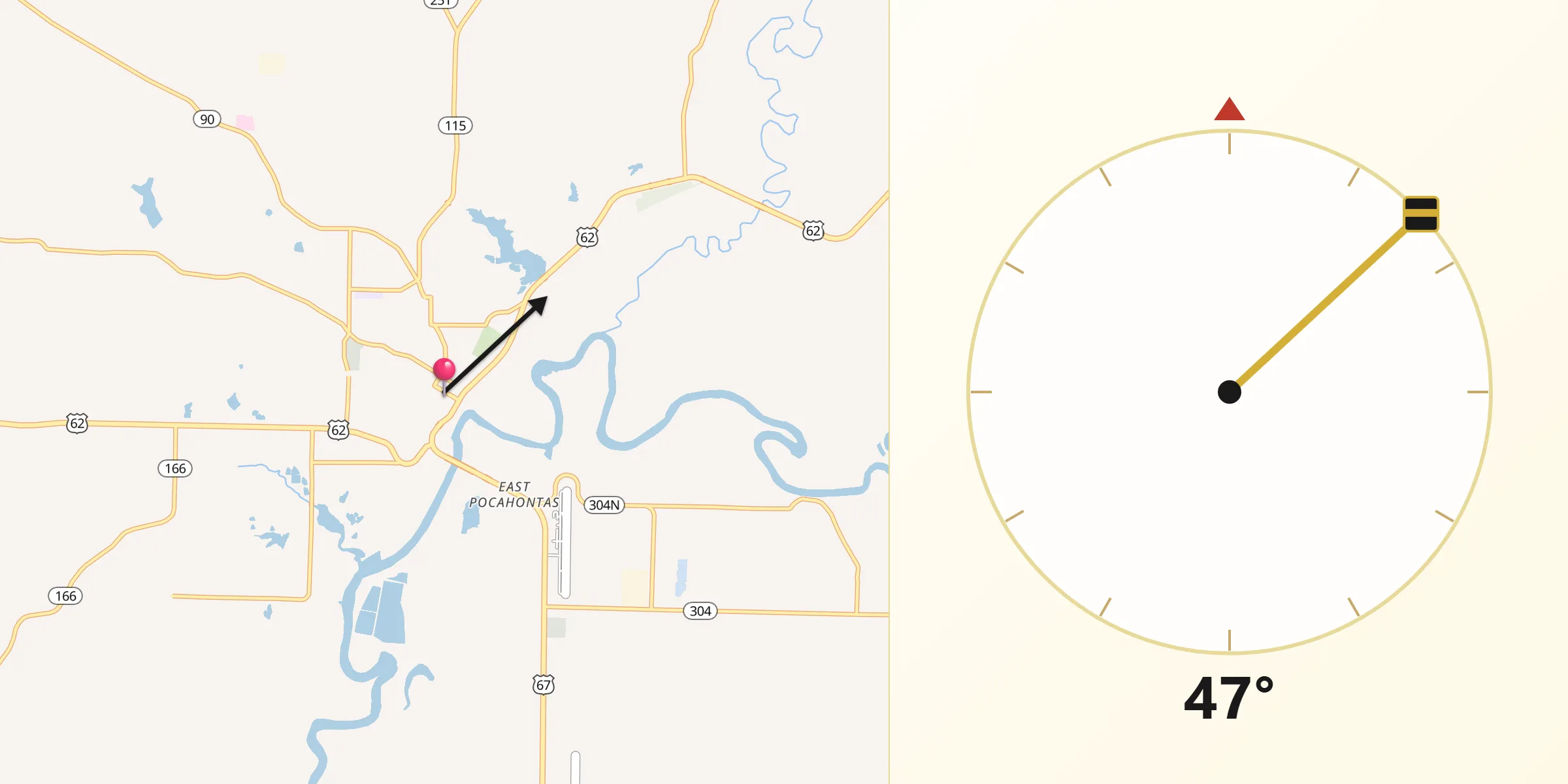 Qibla Direction from Pocahontas