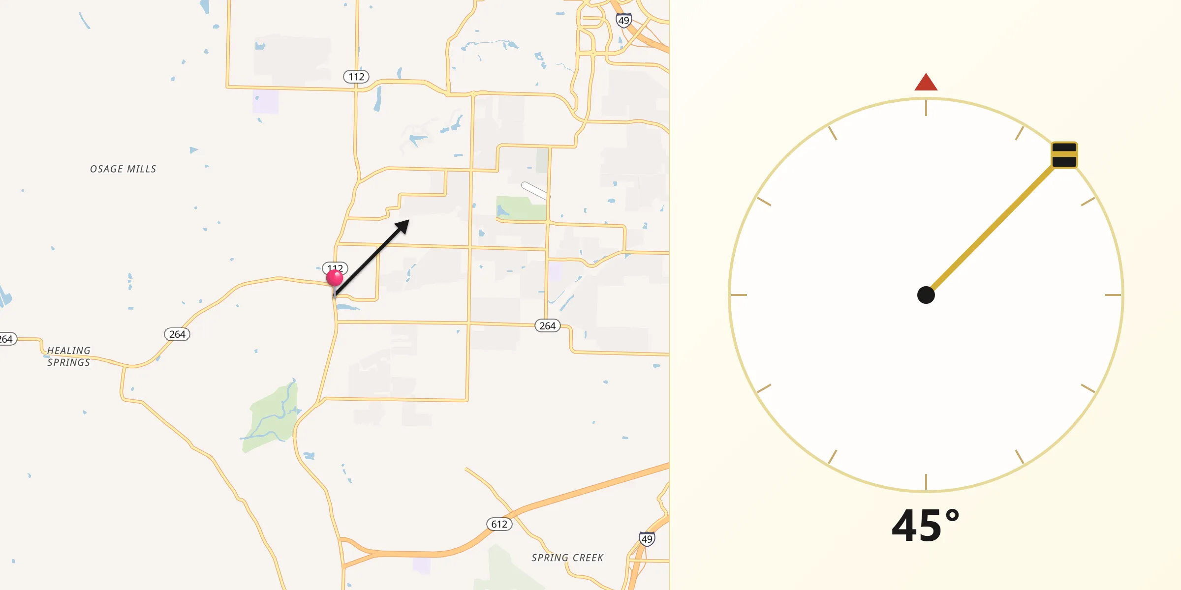 Qibla Direction from Cave Springs