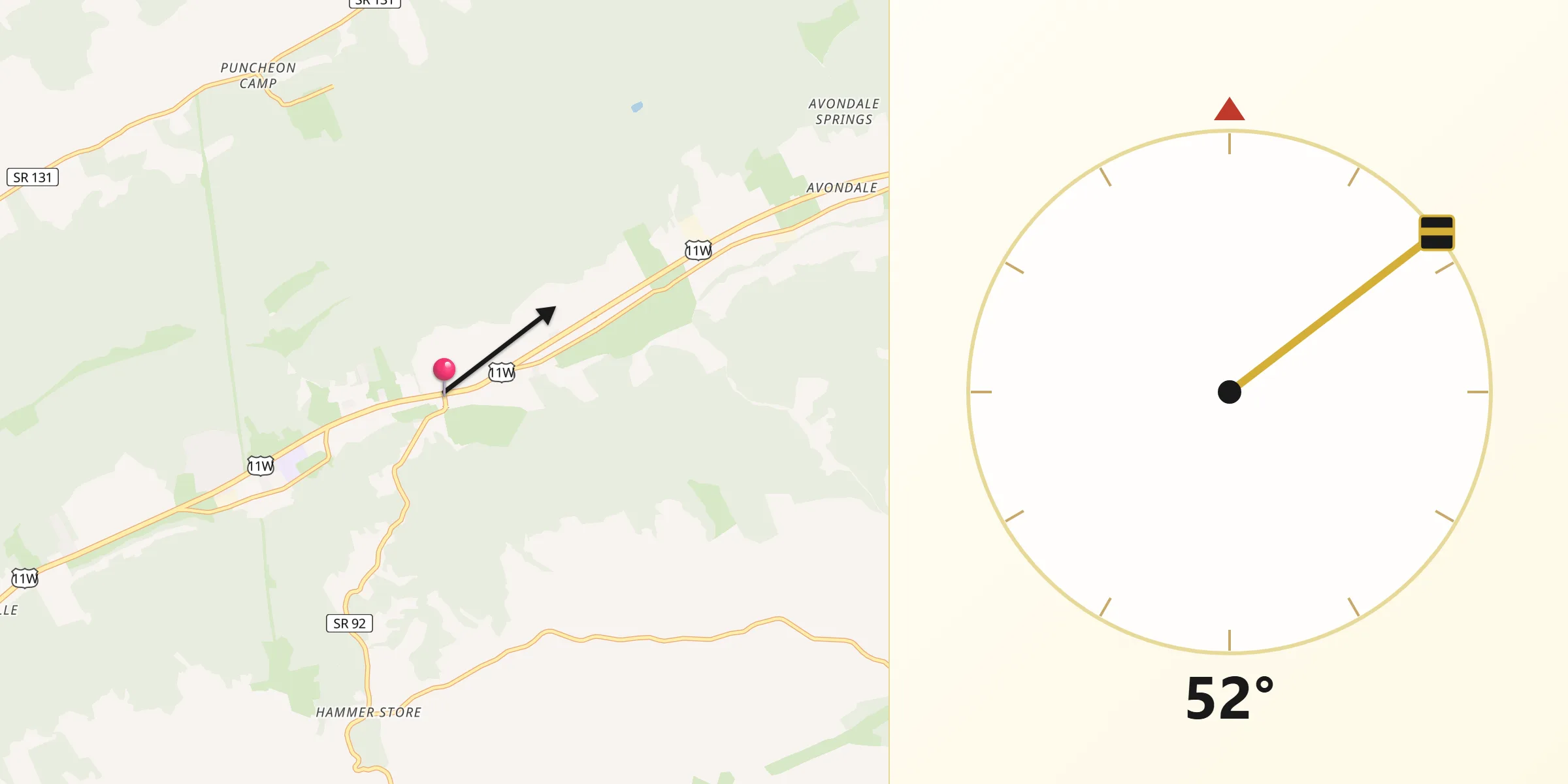 Qibla Direction from Rutledge
