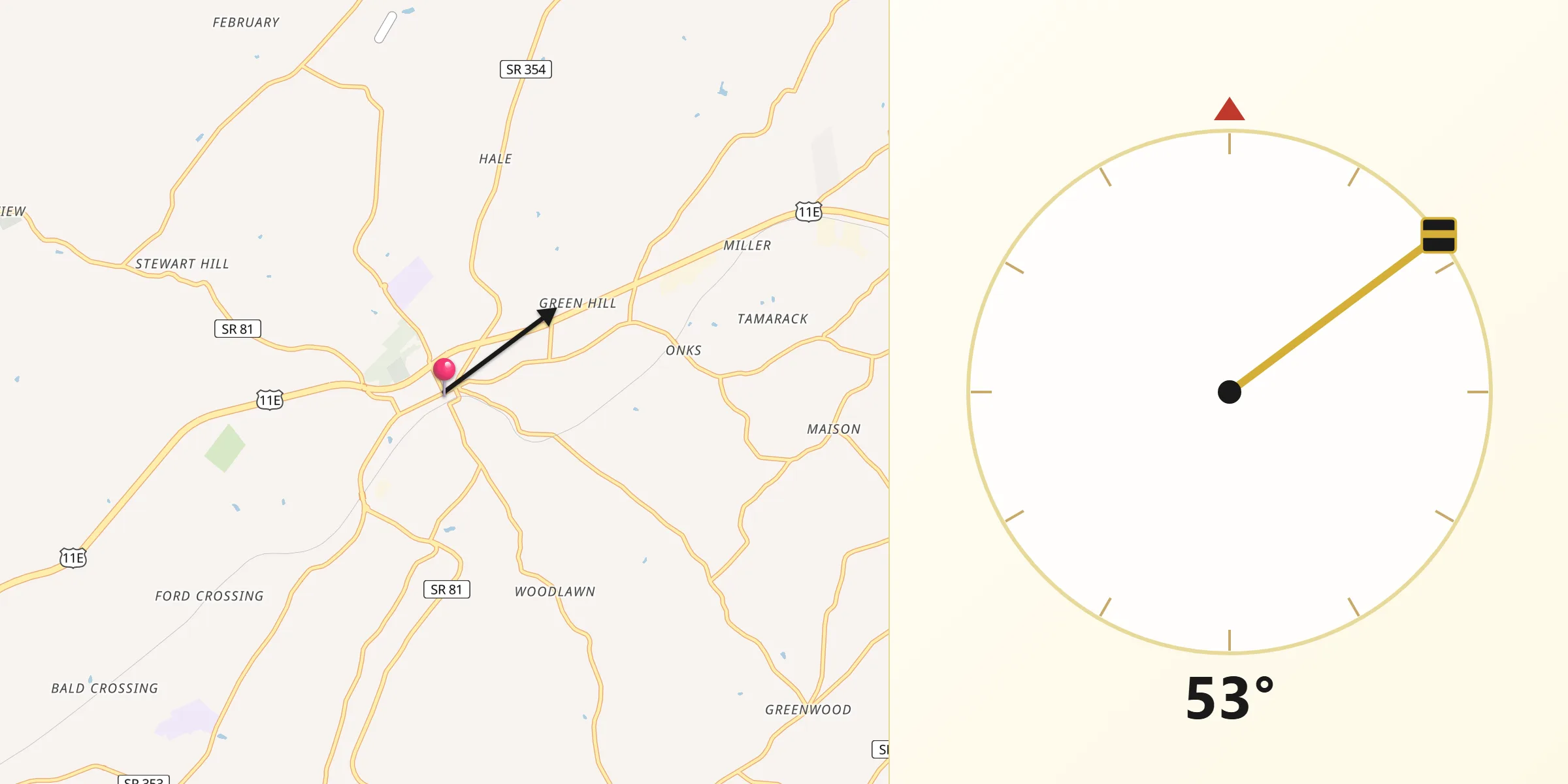 Qibla Direction from Jonesborough