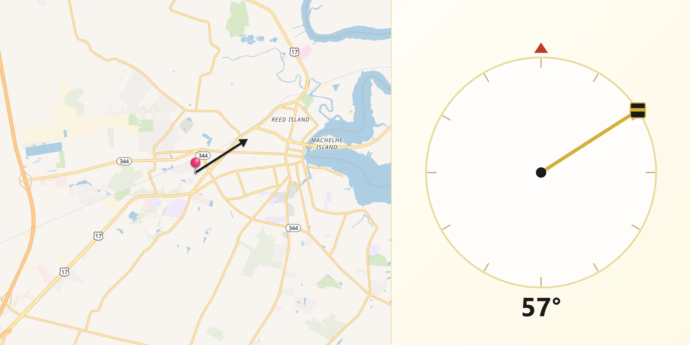 Qibla Direction from Elizabeth City