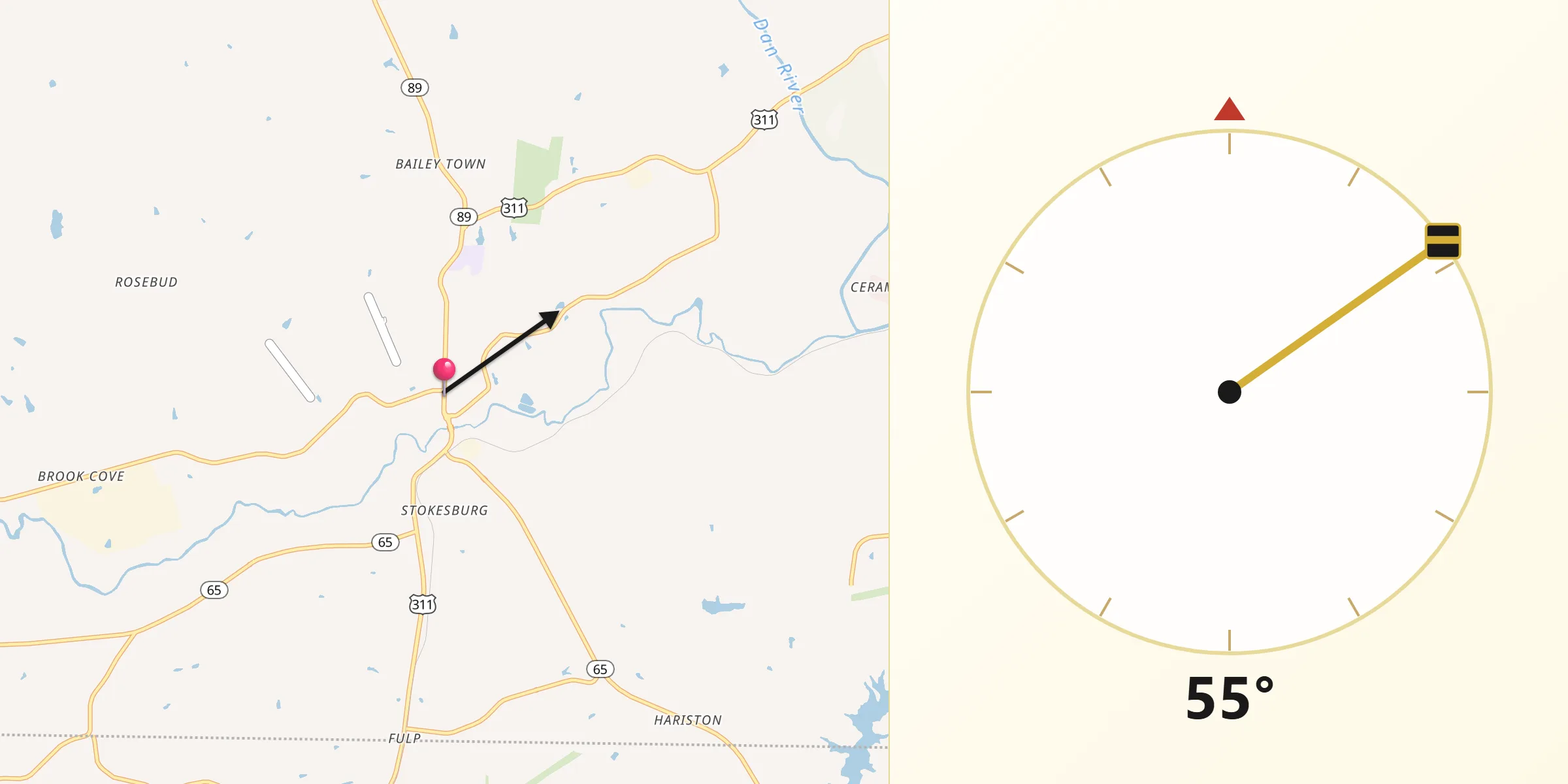Qibla Direction from Walnut Cove