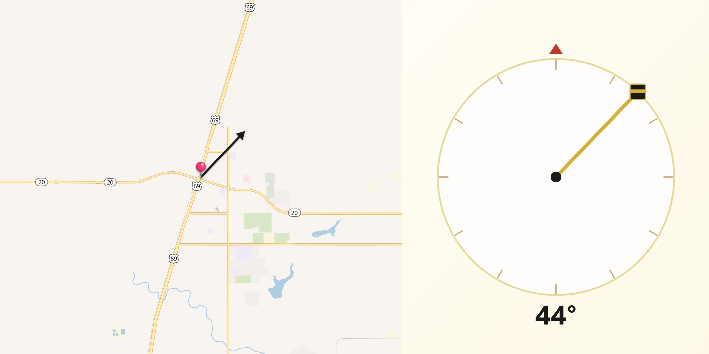 Qibla Direction from Pryor Creek