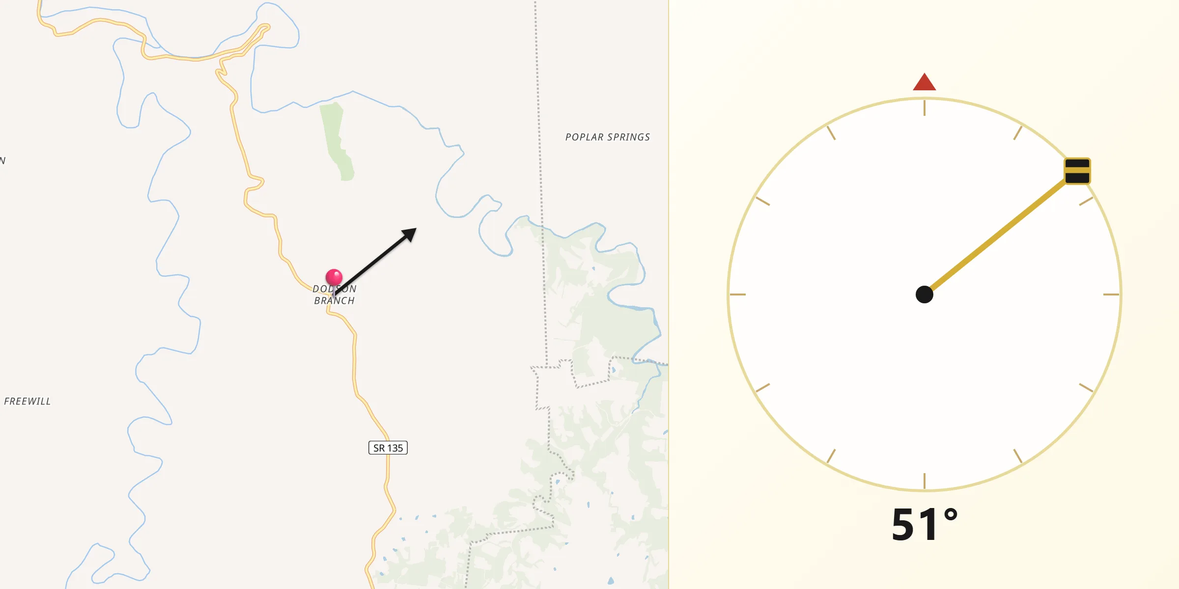 Qibla Direction from Dodson Branch