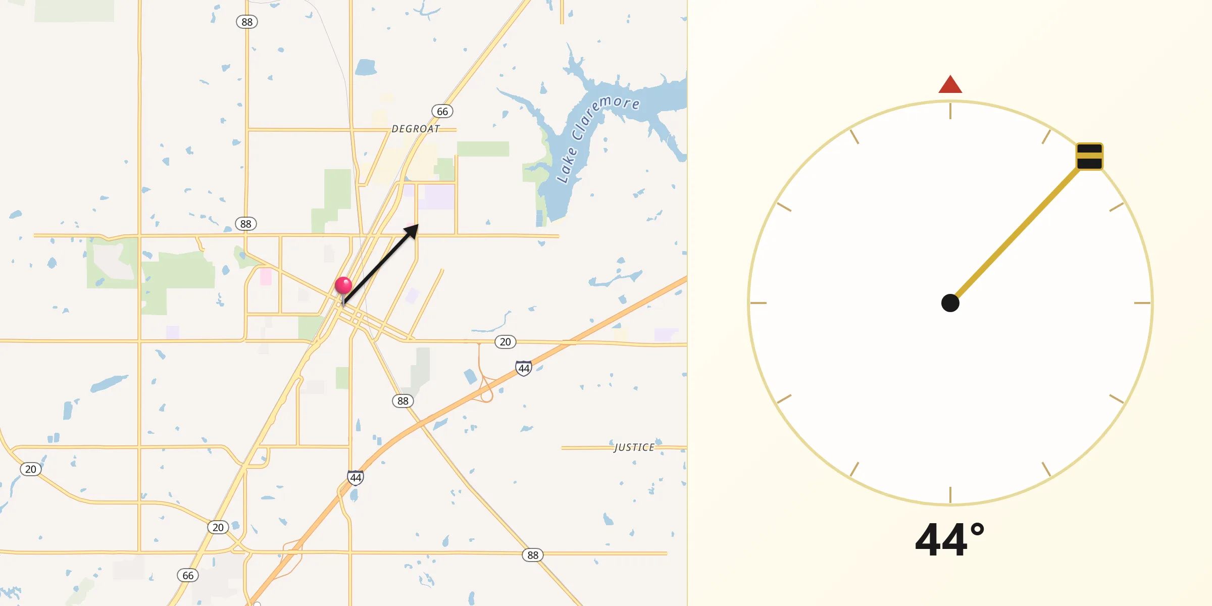 Qibla Direction from Claremore