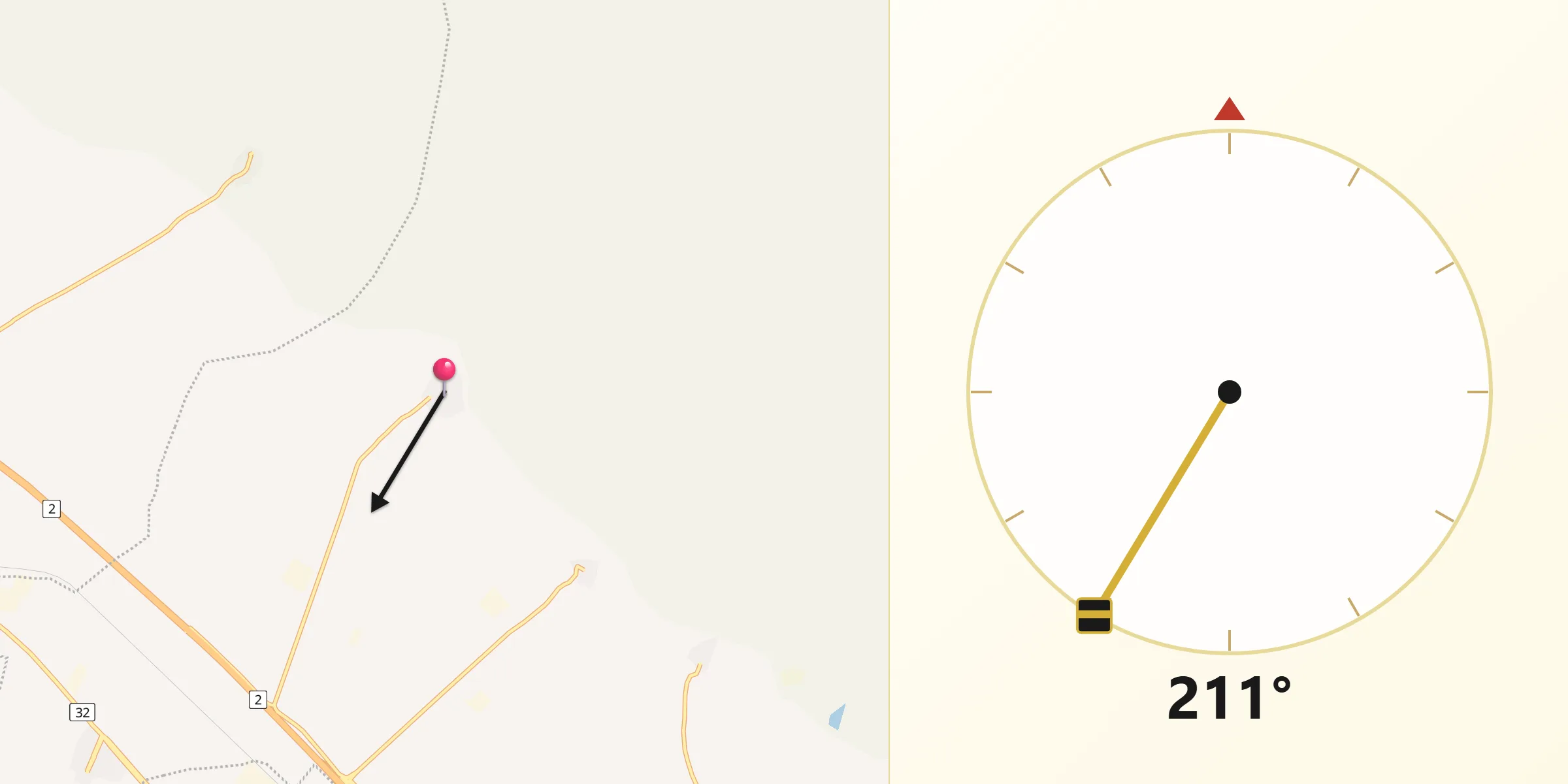 Direction vers la Qibla depuis Alvand