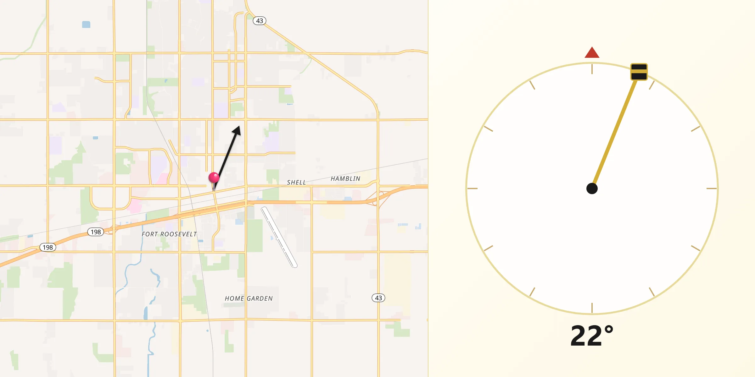 Qibla Direction from Hanford
