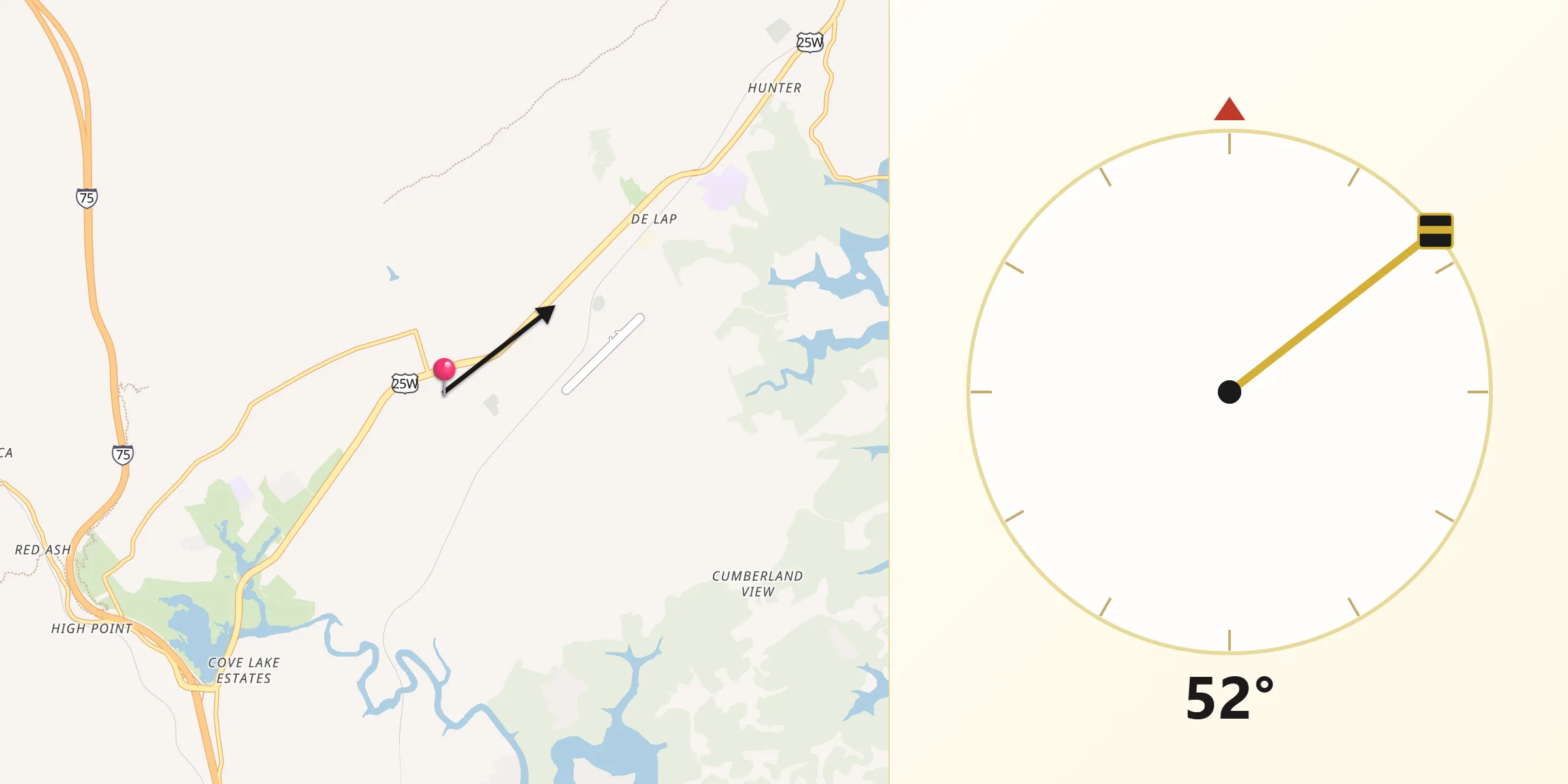 Qibla Direction from Jacksboro