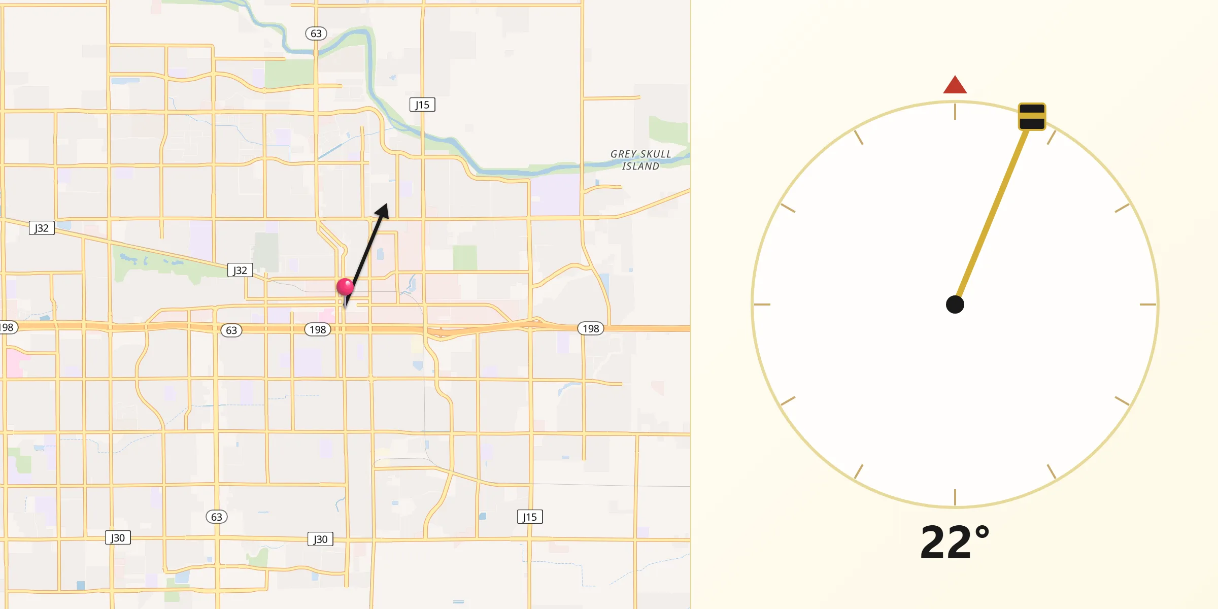 Qibla Direction from Visalia