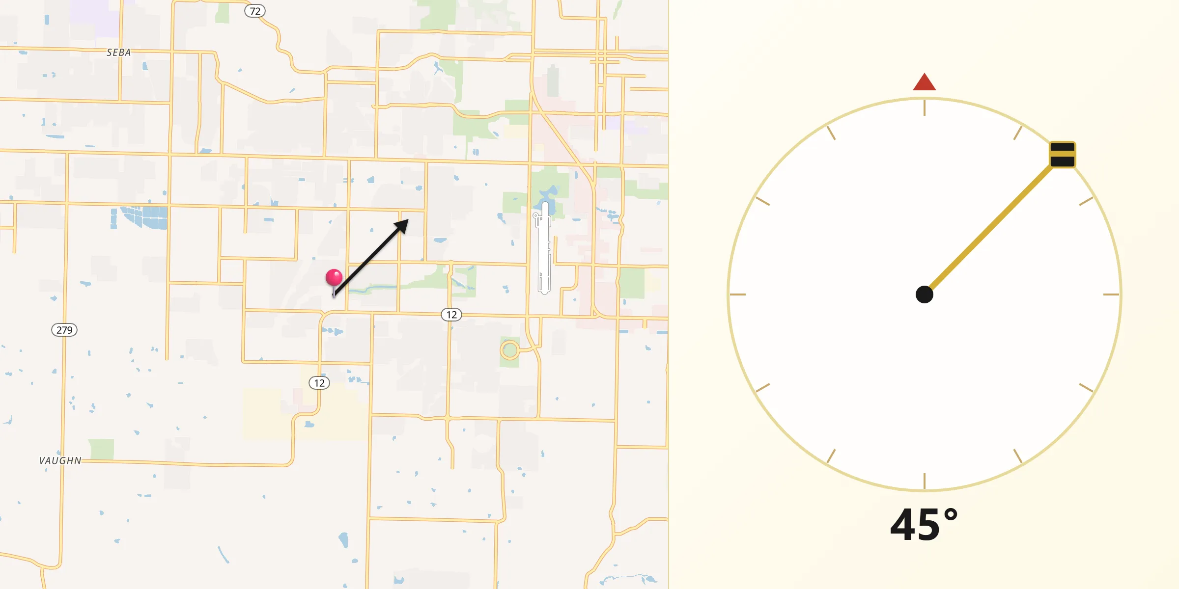 Qibla Direction from Benton County