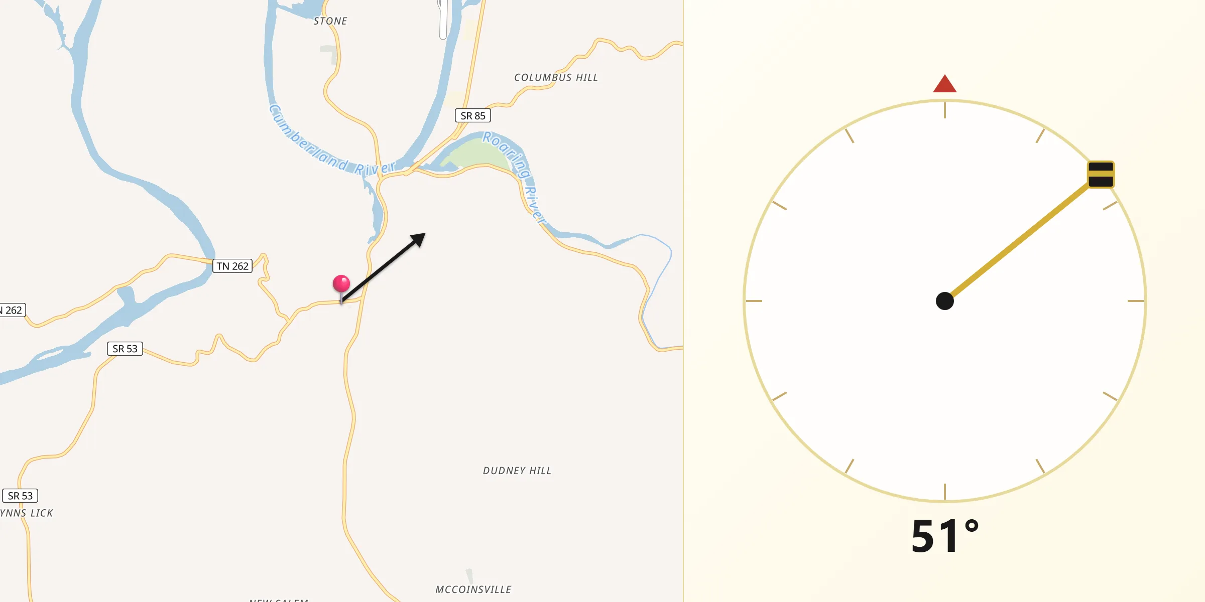 Qibla Direction from Gainesboro