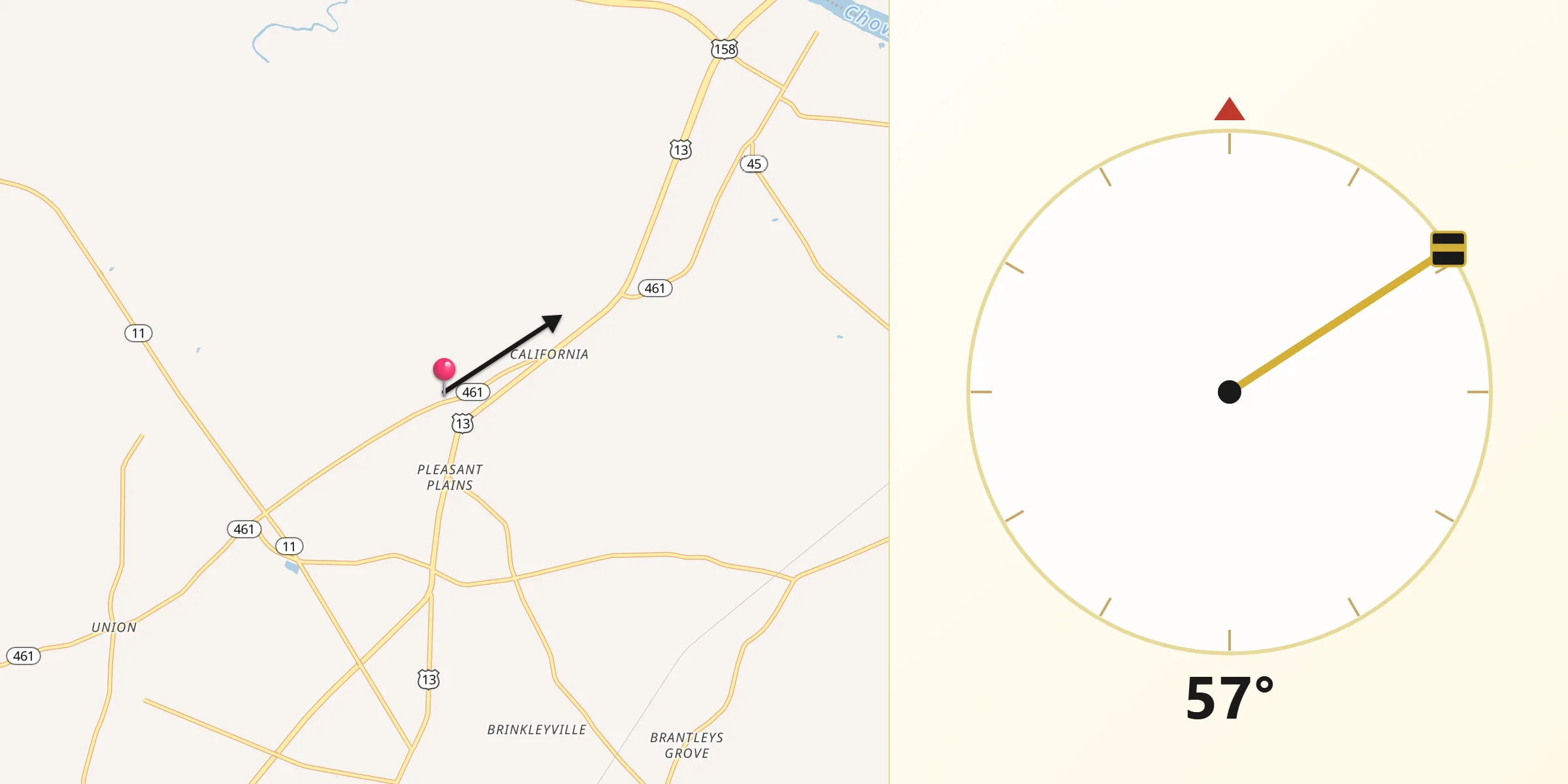 Qibla Direction from Hertford County