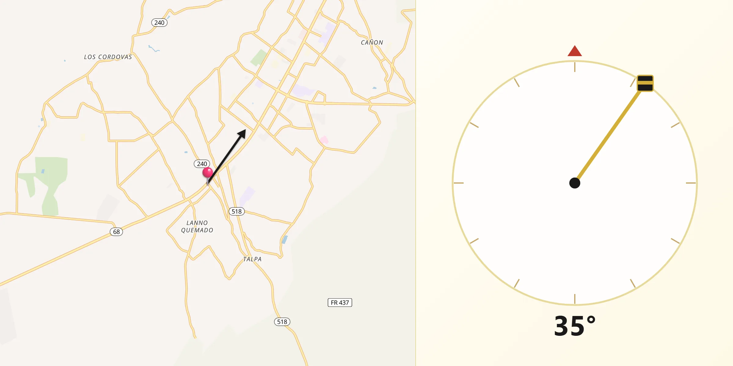 Qibla Direction from Ranchos de Taos