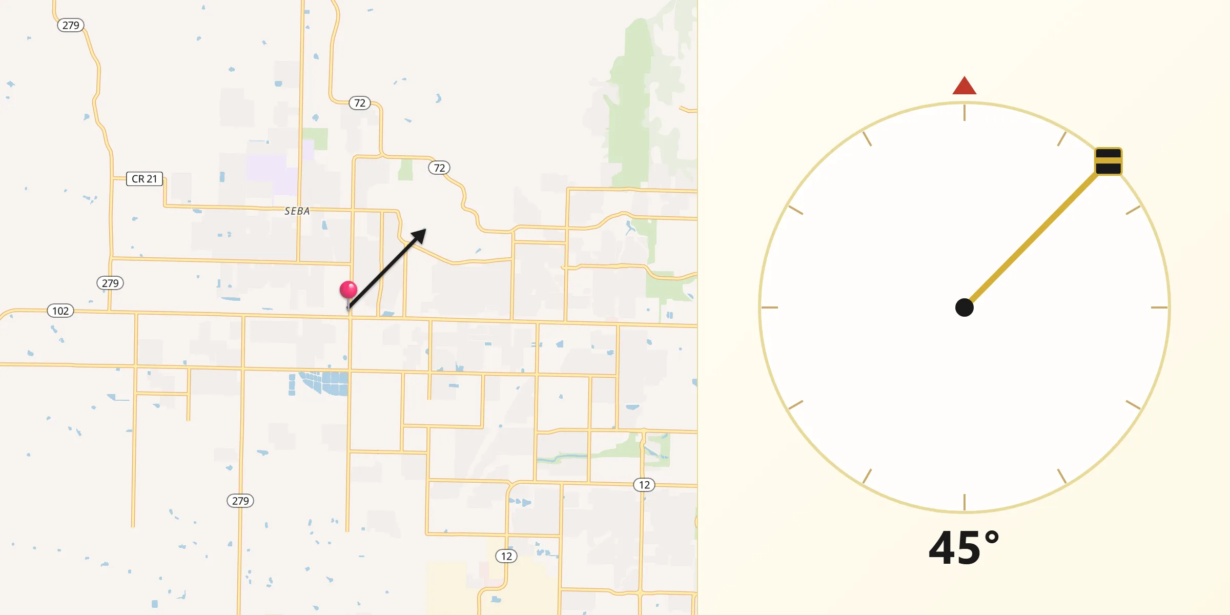 Qibla Direction from Centerton