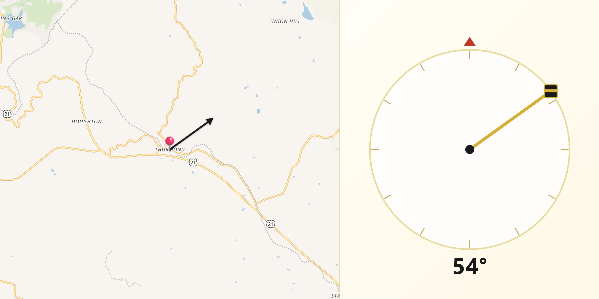 Qibla Direction from Thurmond