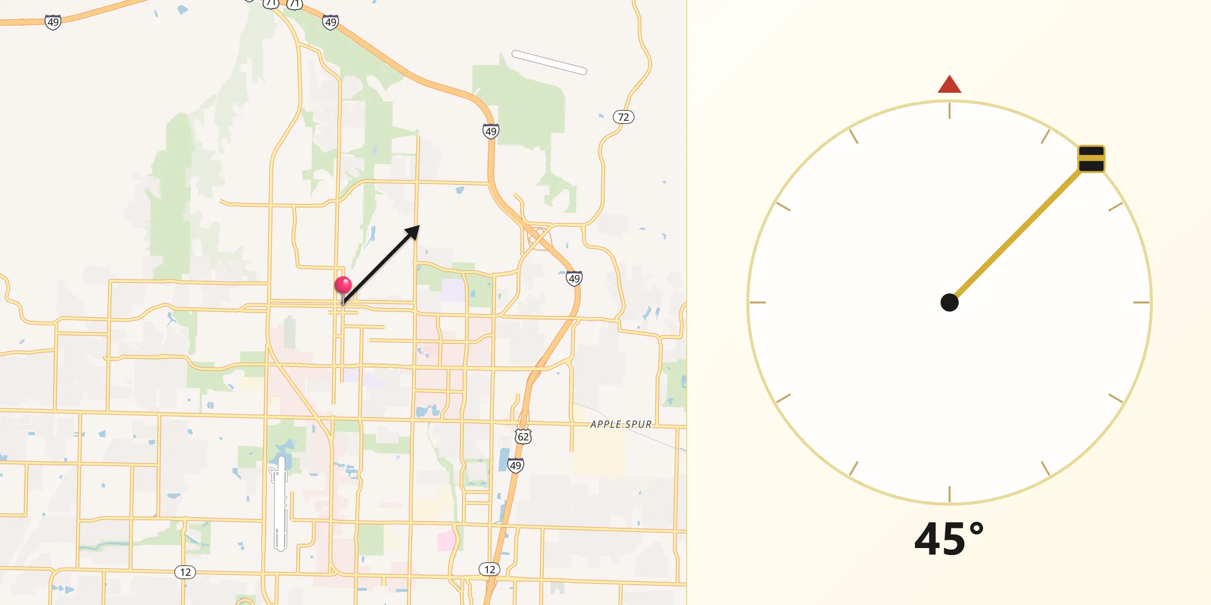 Qibla Direction from Bentonville