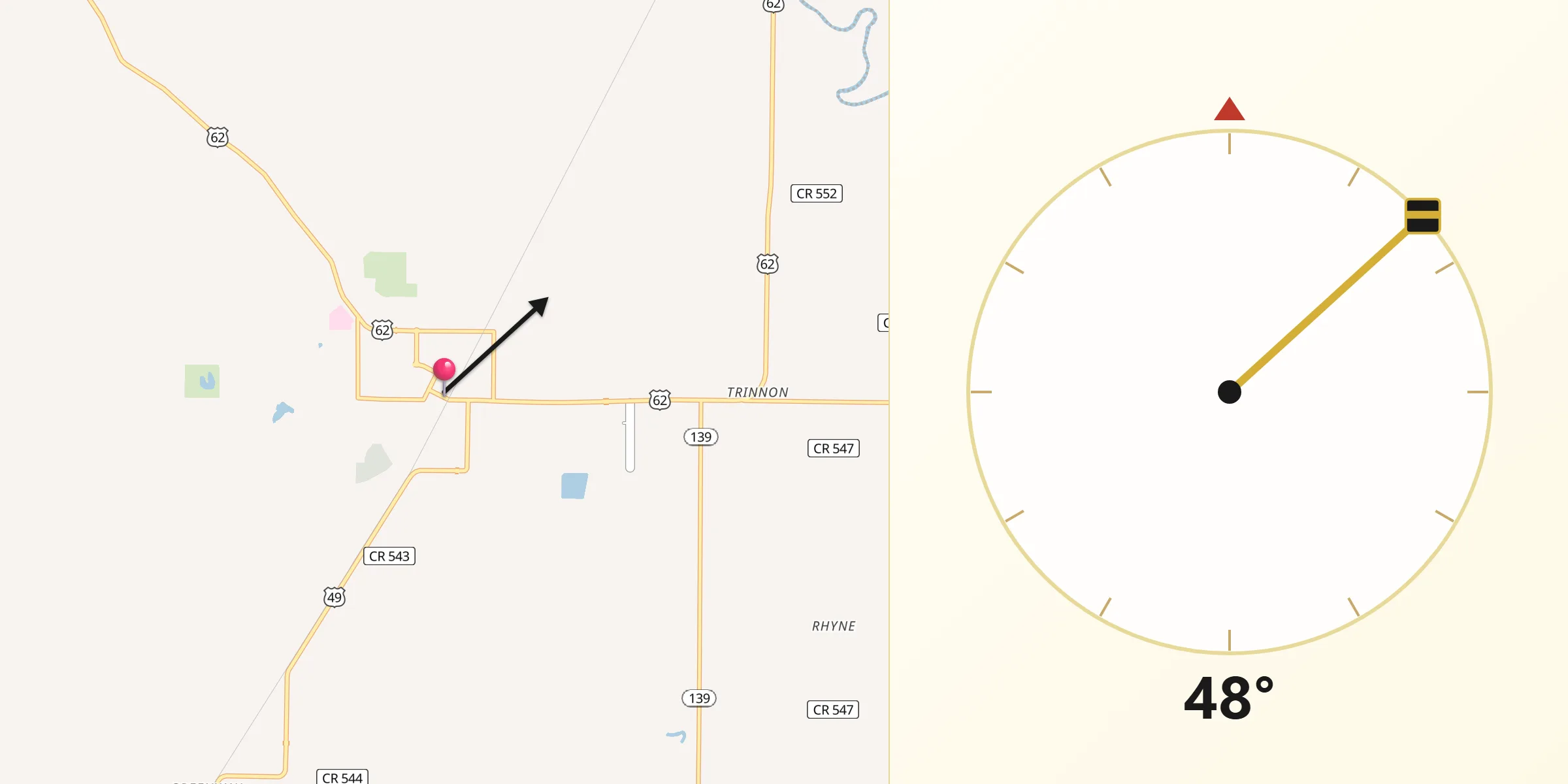 Qibla Direction from Piggott