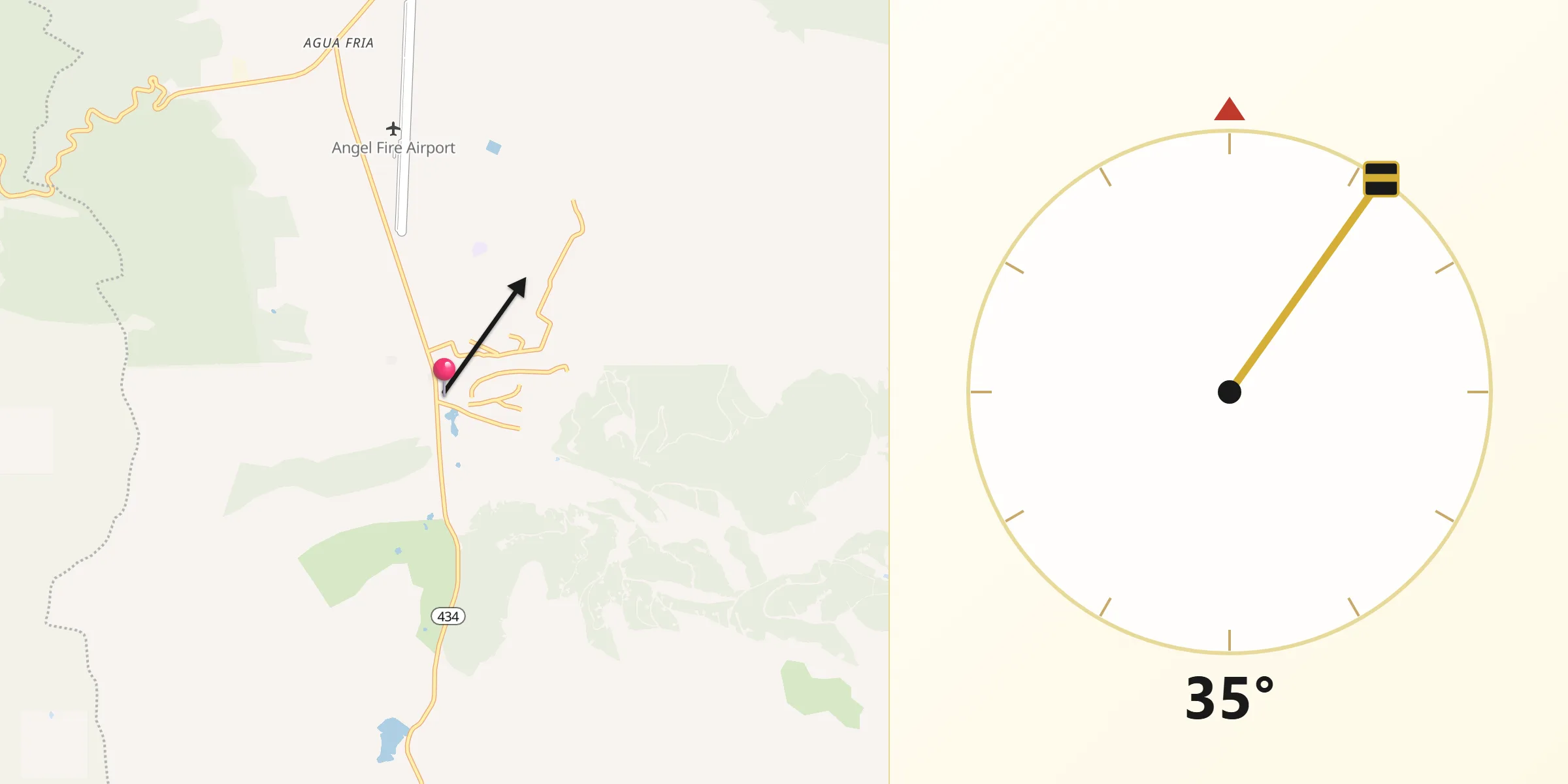 Qibla Direction from Angel Fire