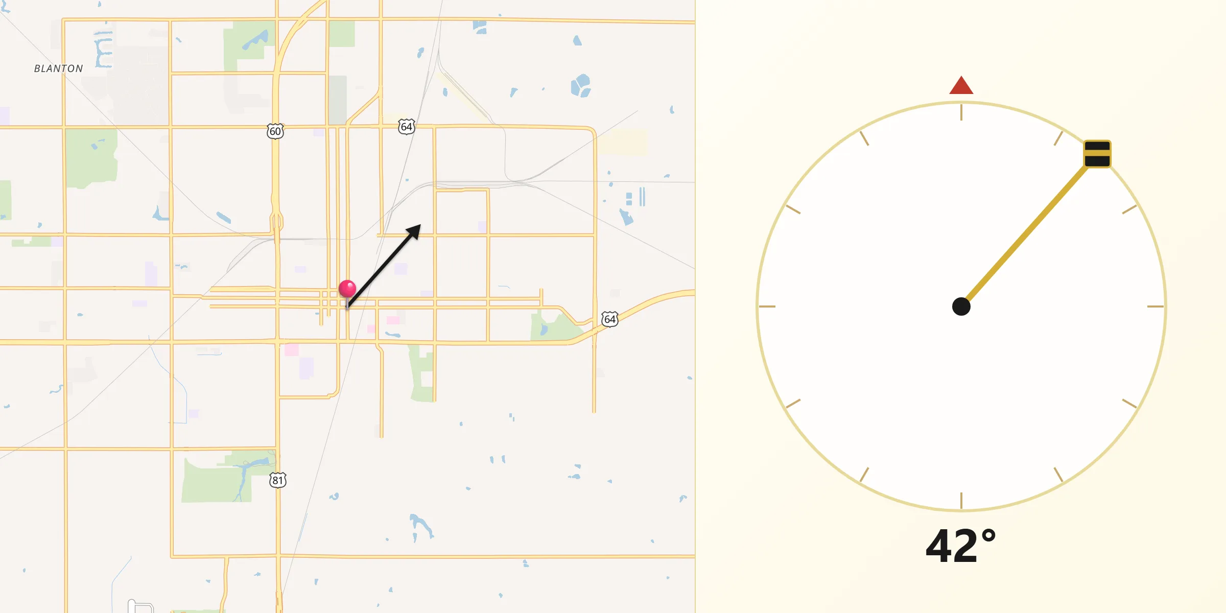 Qibla Direction from Enid