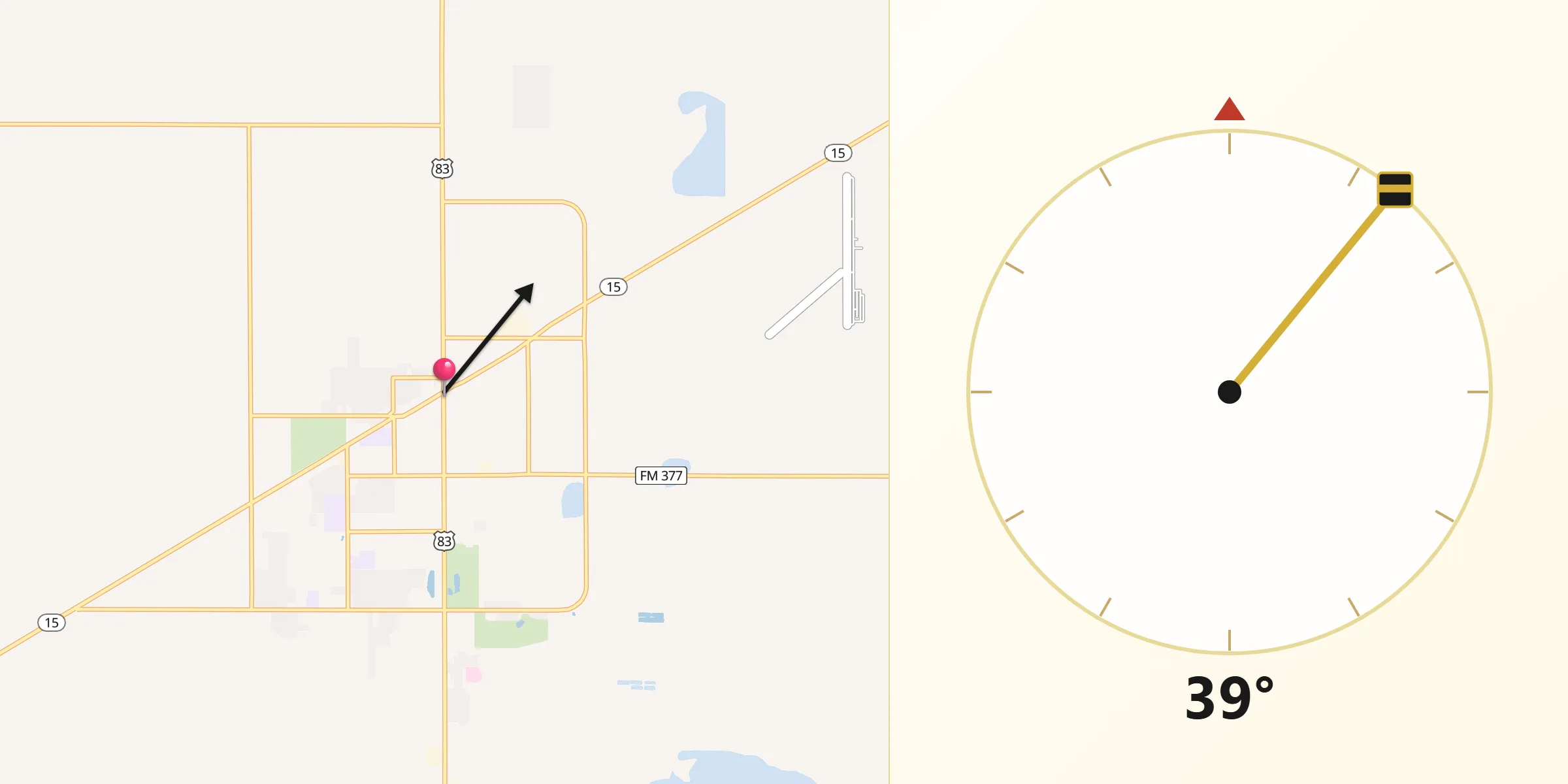 Qibla Direction from Perryton